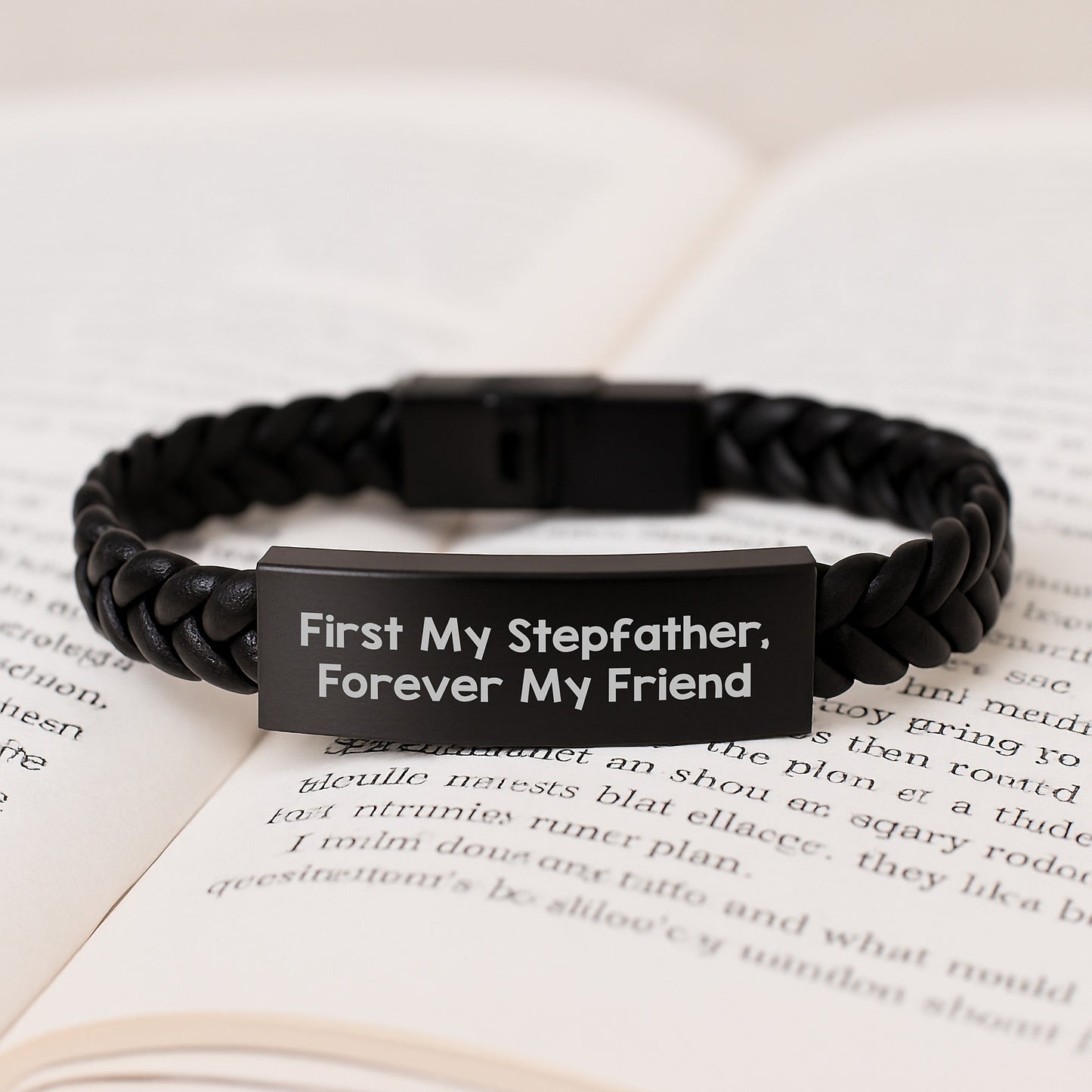 Stepfather Keepsake Interlaced Leather Bracelet for Him Birthday Gift - Image 3