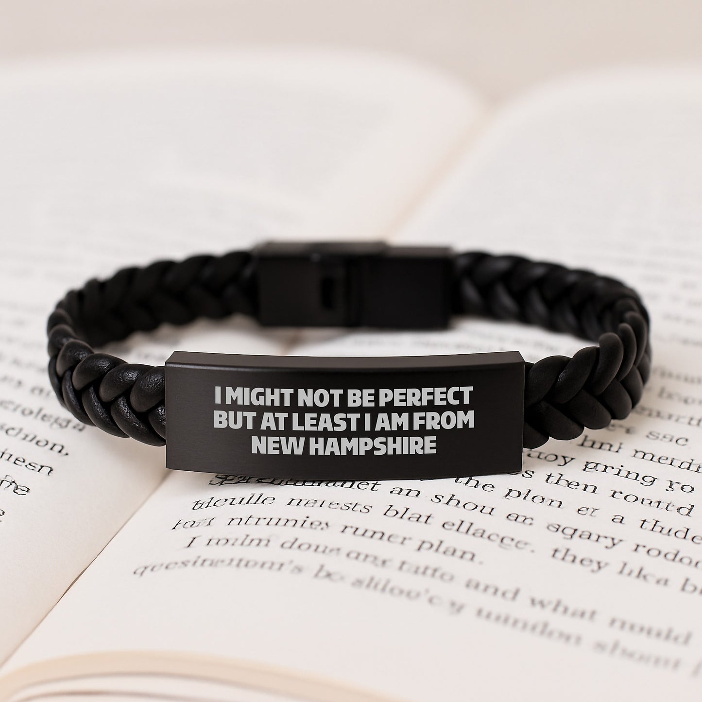 New Hampshire Inspirational Interlaced Leather Bracelets Gifts from Friends and Family for Men Women - I Might Not Be Perfect But At Least I Am From New Hampshire - Image 3