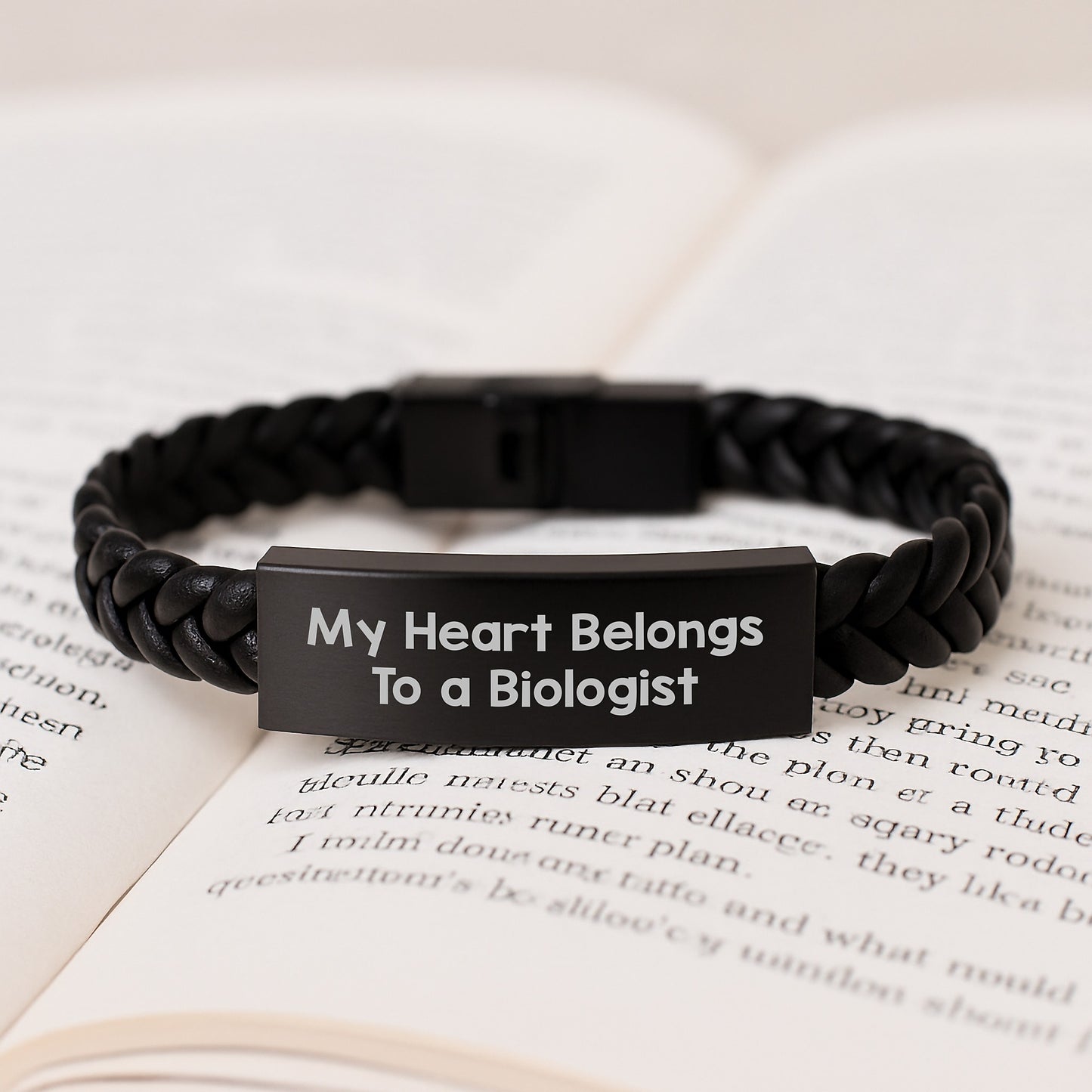 Funny Biologist Gifts for Him Her - Interlaced Leather Bracelet, My Heart Belongs To A Biologist, Unique Graduation Unique Gifts from Family Friends - Image 3