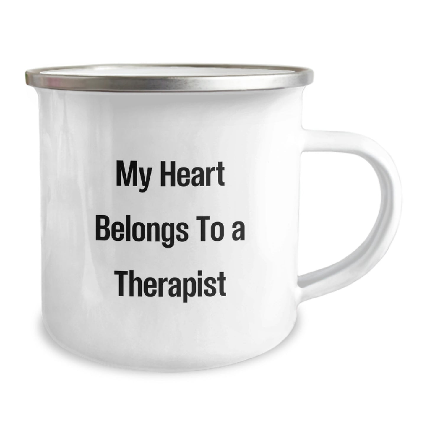 Funny Gifts from Men to Therapist, 'My Heart Belongs To A Therapist' Birthday Unique Gifts for Therapist Camping Mug - Image 2