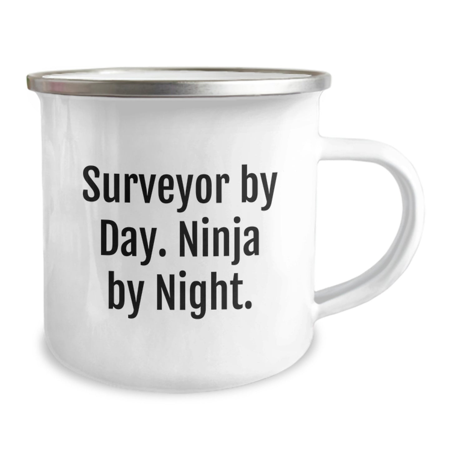 Funny Surveyor Gifts from Friends for Surveyor Men Camping Mug - 'Surveyor By Day. Ninja By Night.' - Image 2