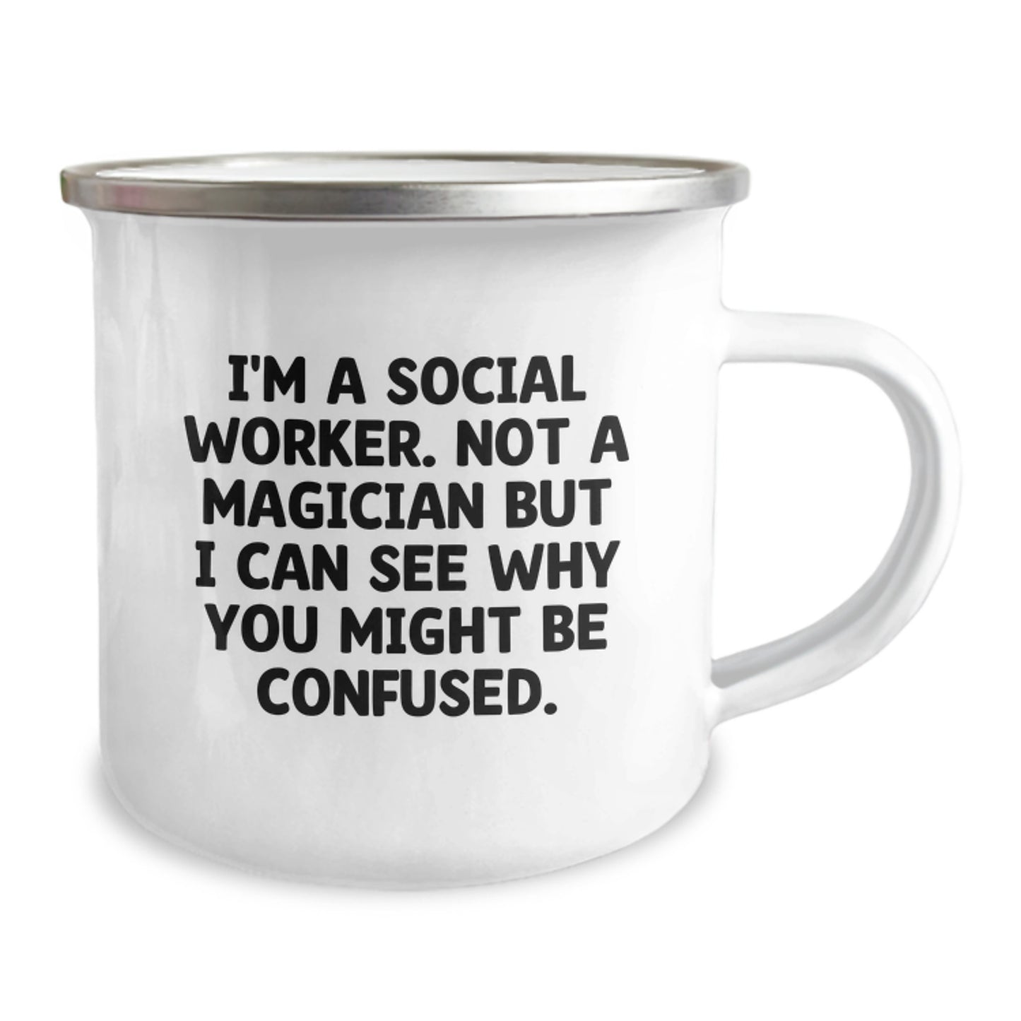 Funny Social Worker Gifts for Friends and Family, Enamel Camping Mug with Inspirational Quote, Gifts from Women, Graduation Unique Gifts for Social Worker - Image 2