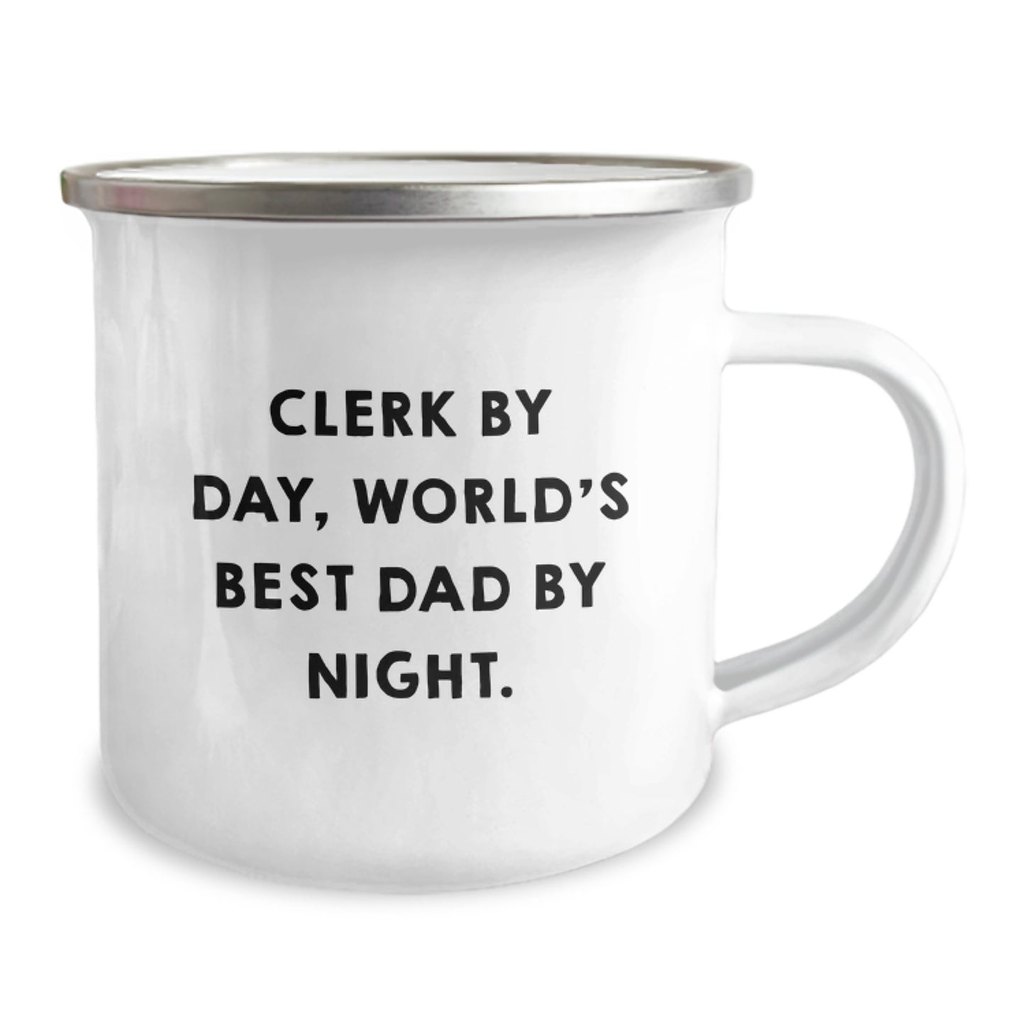 Clerk By Day World's Best Dad By Night Camping Mug for Him Birthday Gift - Image 2