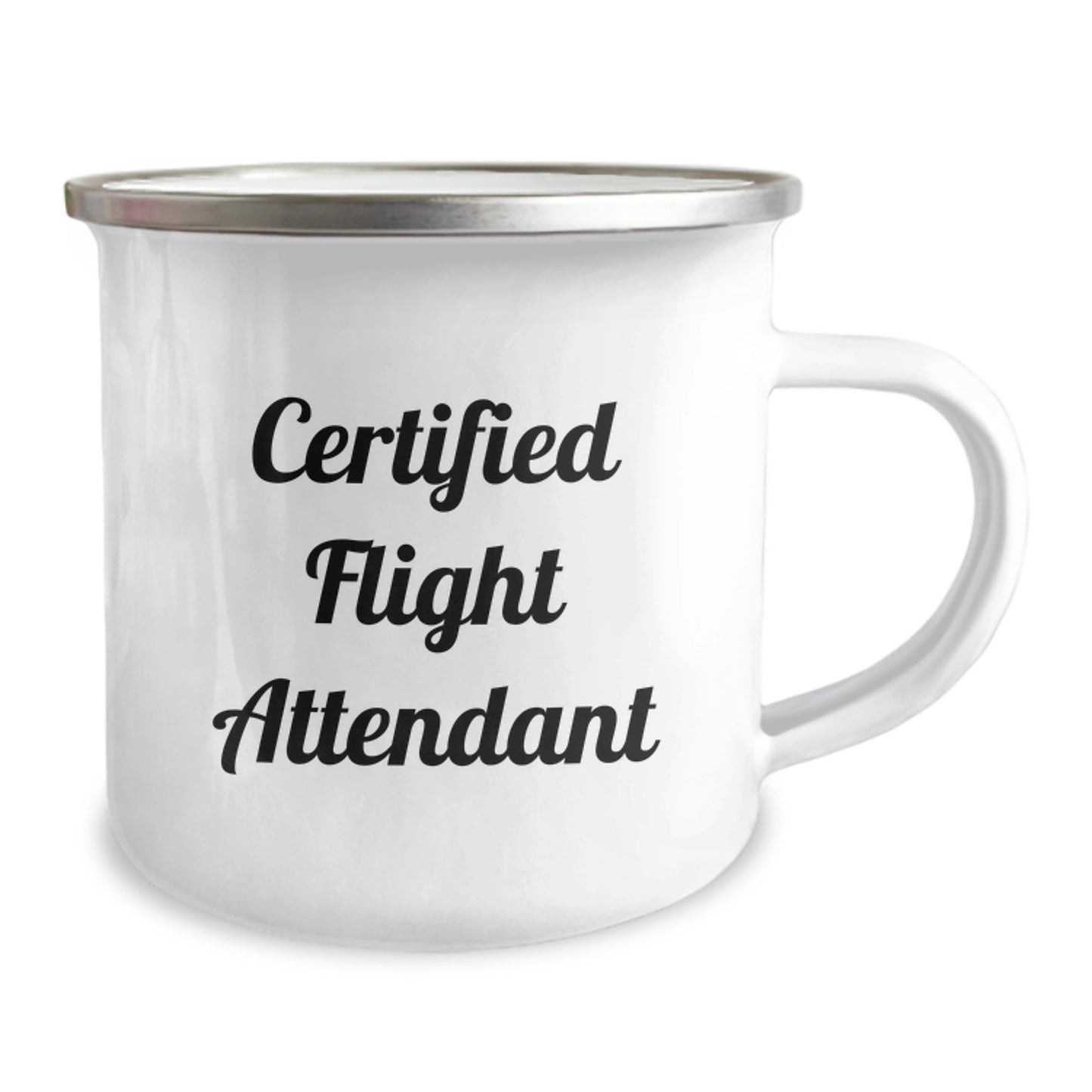 Flight Attendant Gifts from Friends - Funny Quote Certified Flight Attendant Graduation Camping Mug, 12 oz Stainless Steel with Enamel Finish - Image 2