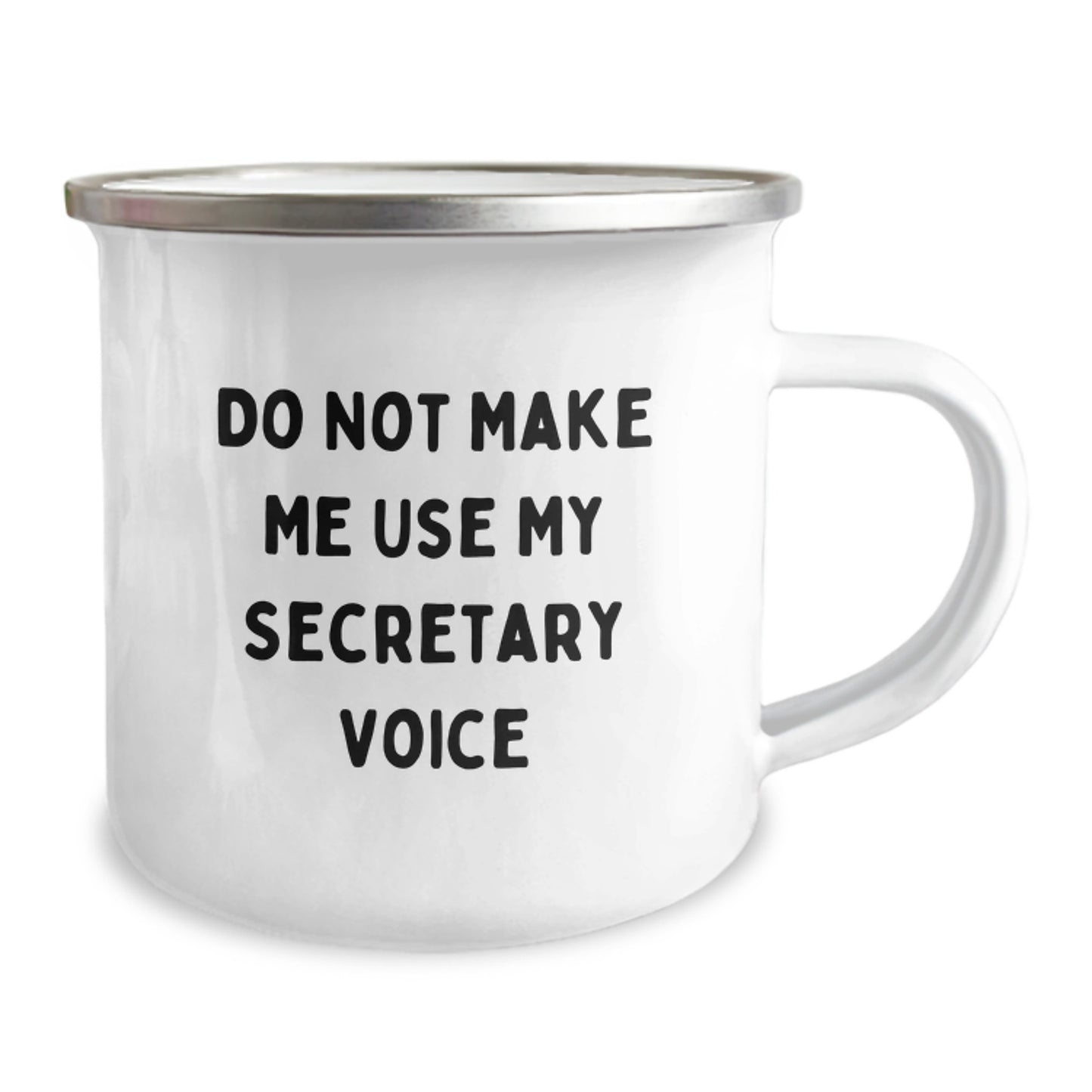 Funny Secretary Gifts from Men, Secretary Camping Mug for Women, Graduation Unique Gifts with Quote 'Do Not Make Me Use My Secretary Voice' - Image 2