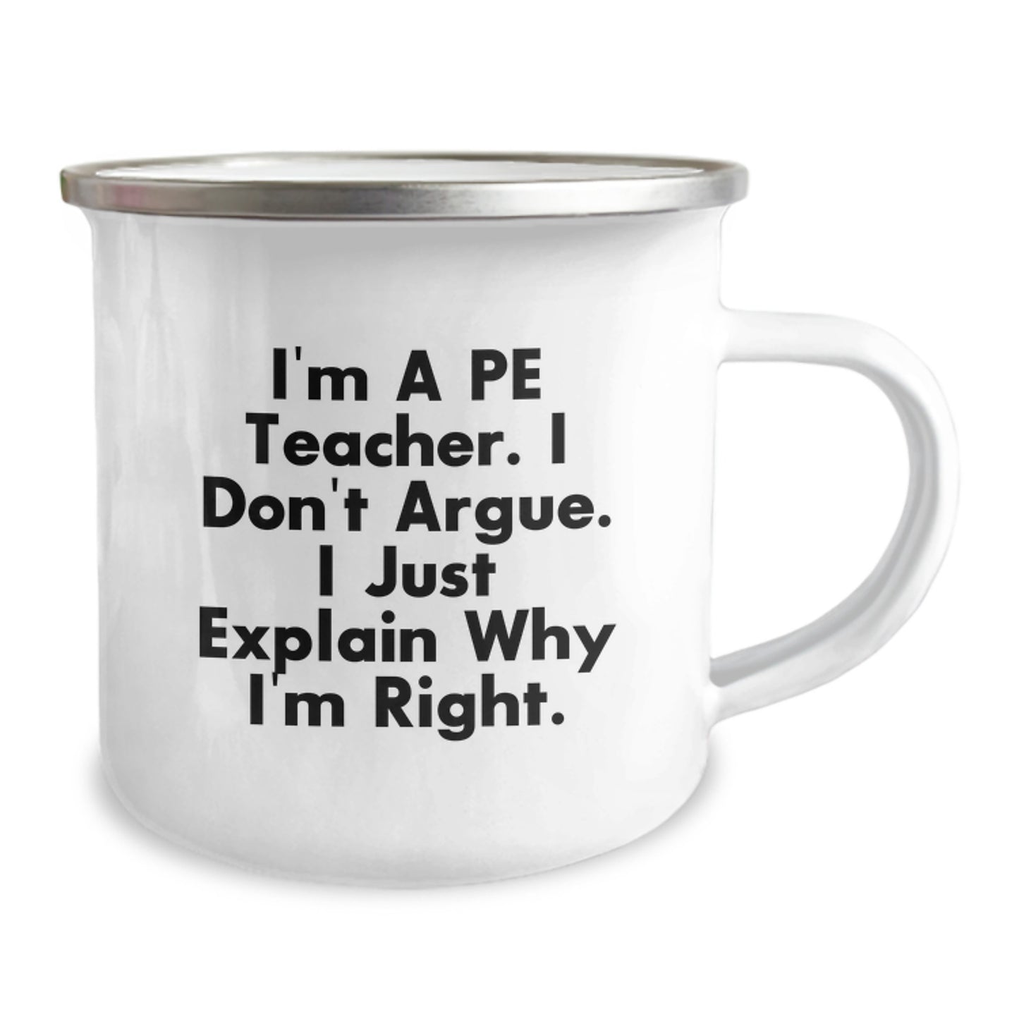 Funny PE Teacher Gifts, Camping Mug for PE Teacher, Gifts from Friends, Inspirational Quote for Graduation Unique Gifts, PE Teacher Humor, PE Teacher Appreciation, 12 oz Stainless Steel Mug - Image 2