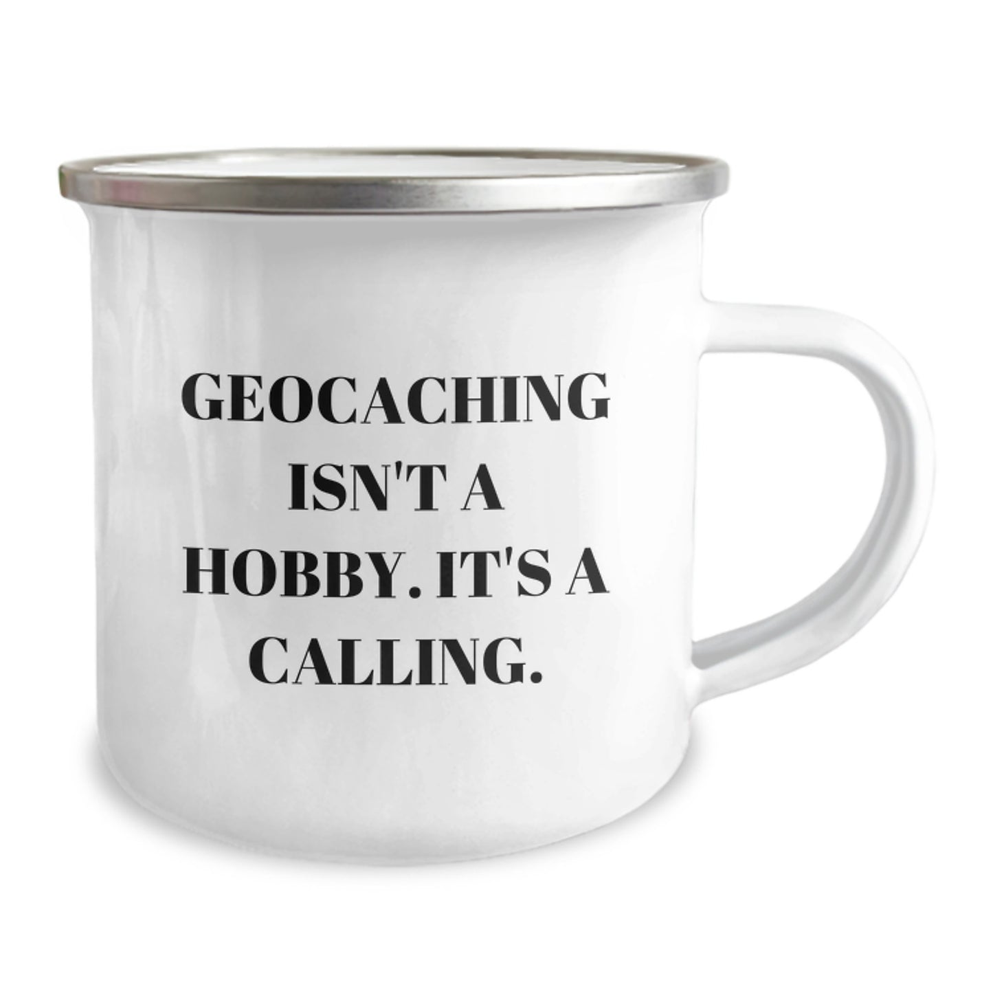 Geocaching Enthusiasts Gifts from Friends, Unique Birthday Unique Gifts for Geocaching Lovers with Humorous Quote, 12 oz Camping Mug - Image 2