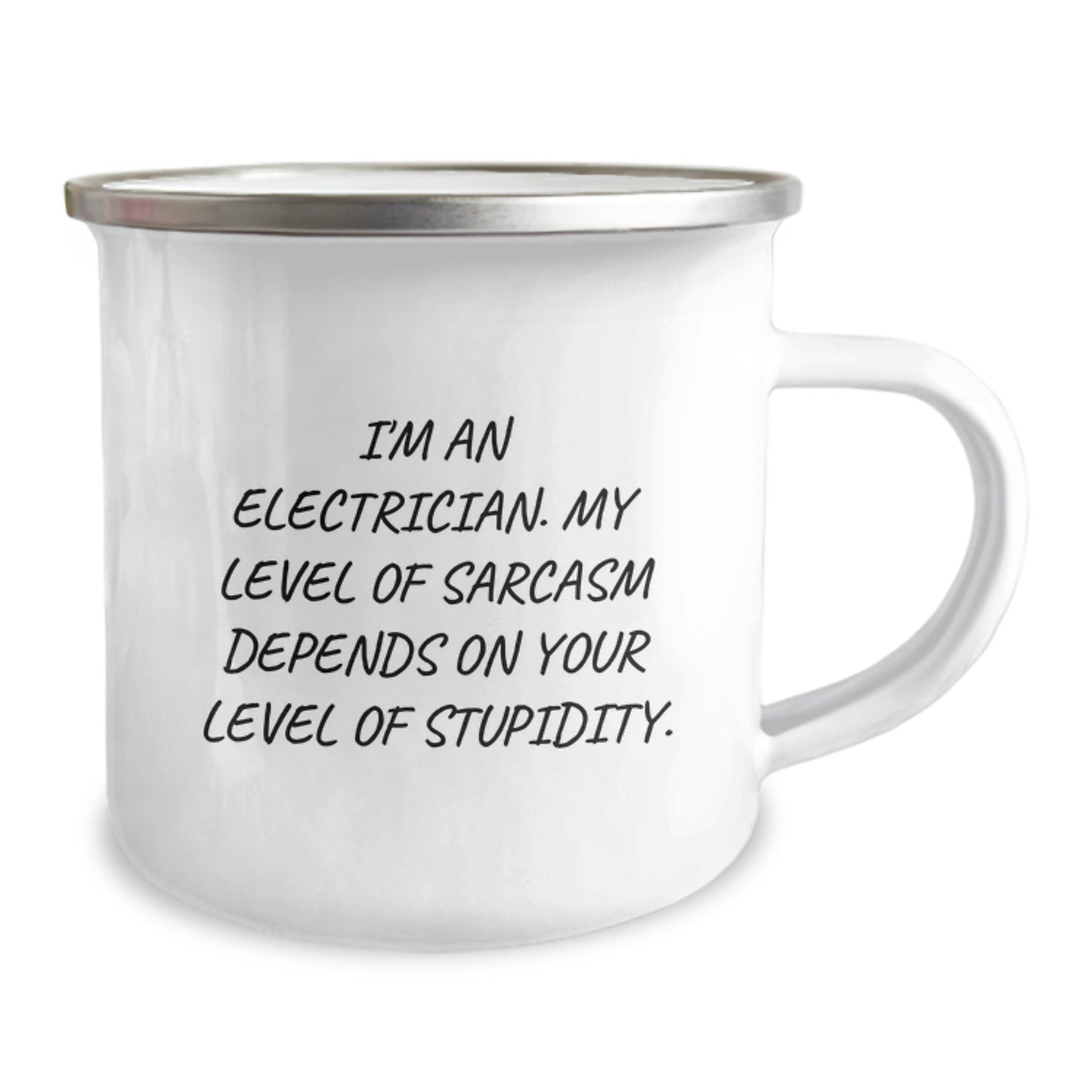 Funny Electrician Gifts for Men - Sarcasm Level Depends on Your Stupidity Camping Mug, Perfect Christmas Unique Gifts from Husband to Electrician Friend, 12 oz Stainless Steel - Image 2