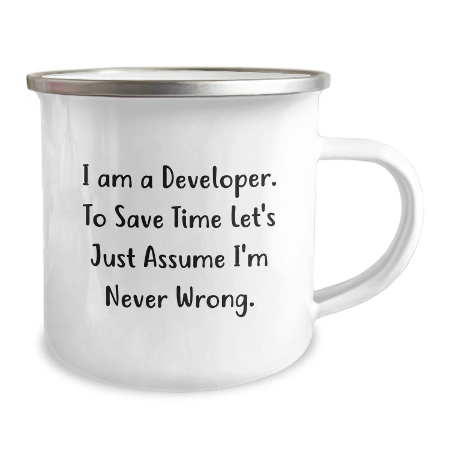 Funny Developer Gifts for Men from Coworkers - Camping Mug with I'm Never Wrong Quote, Perfect for Christmas Unique Gifts - Image 2