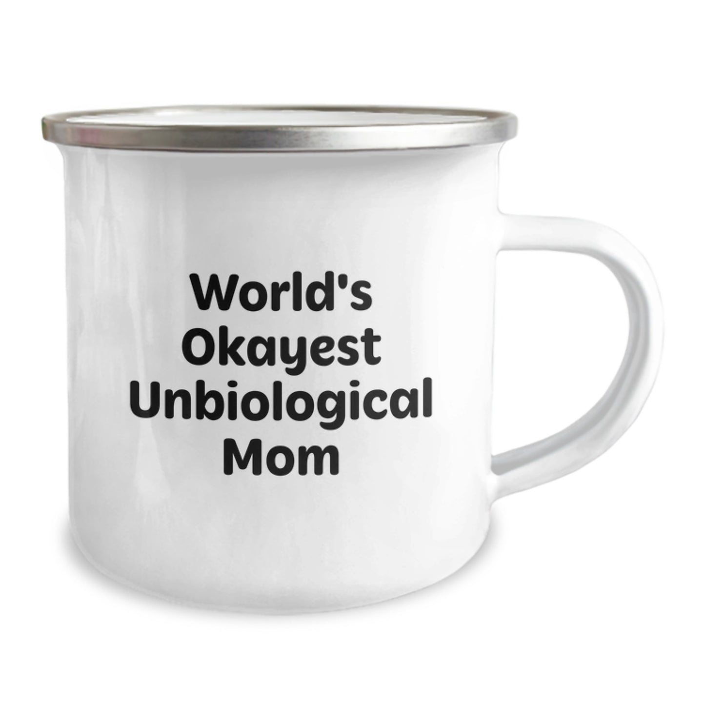 Unbiological Mom Gifts for Christmas - 'World's Okayest Unbiological Mom' Funny Camping Mug, Gifts from Family, Friends, and Men - Image 2