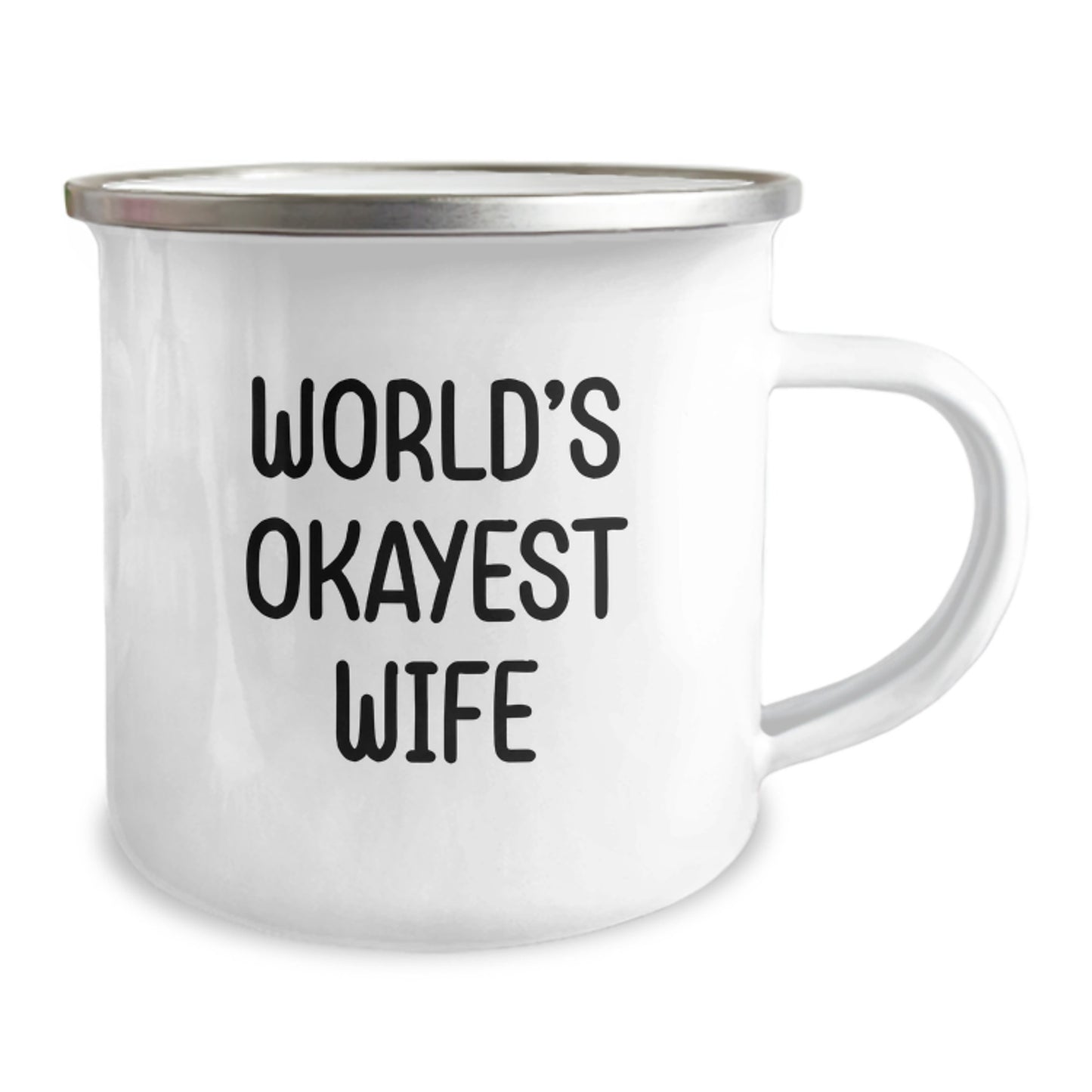 Funny Wife Gifts Camping Mug - 'World's Okayest Wife' - Ideal Gift for Her on Mother's Day from Husband or Friends - Image 2