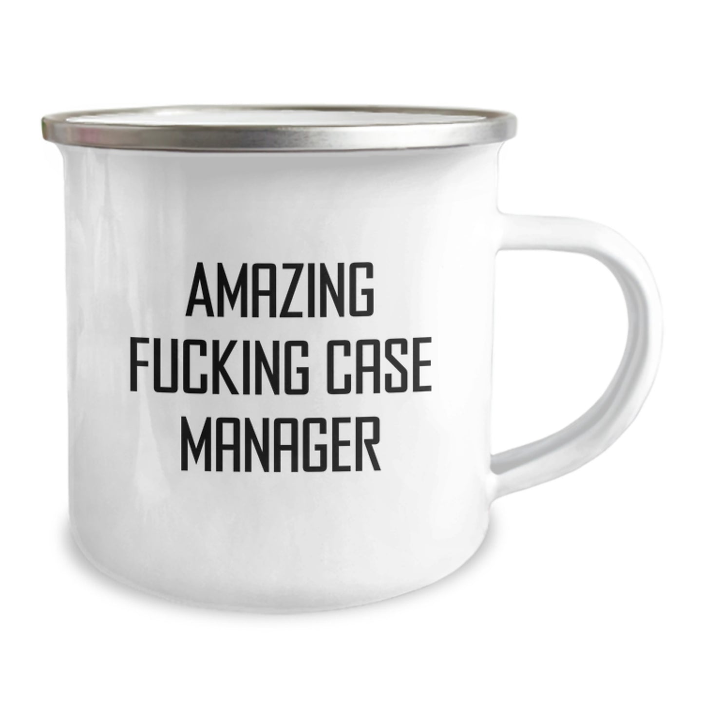 Funny Case Manager Gifts from Men for Birthday Unique Presents - Amazing F--king Case Manager Camping Mug - Image 2