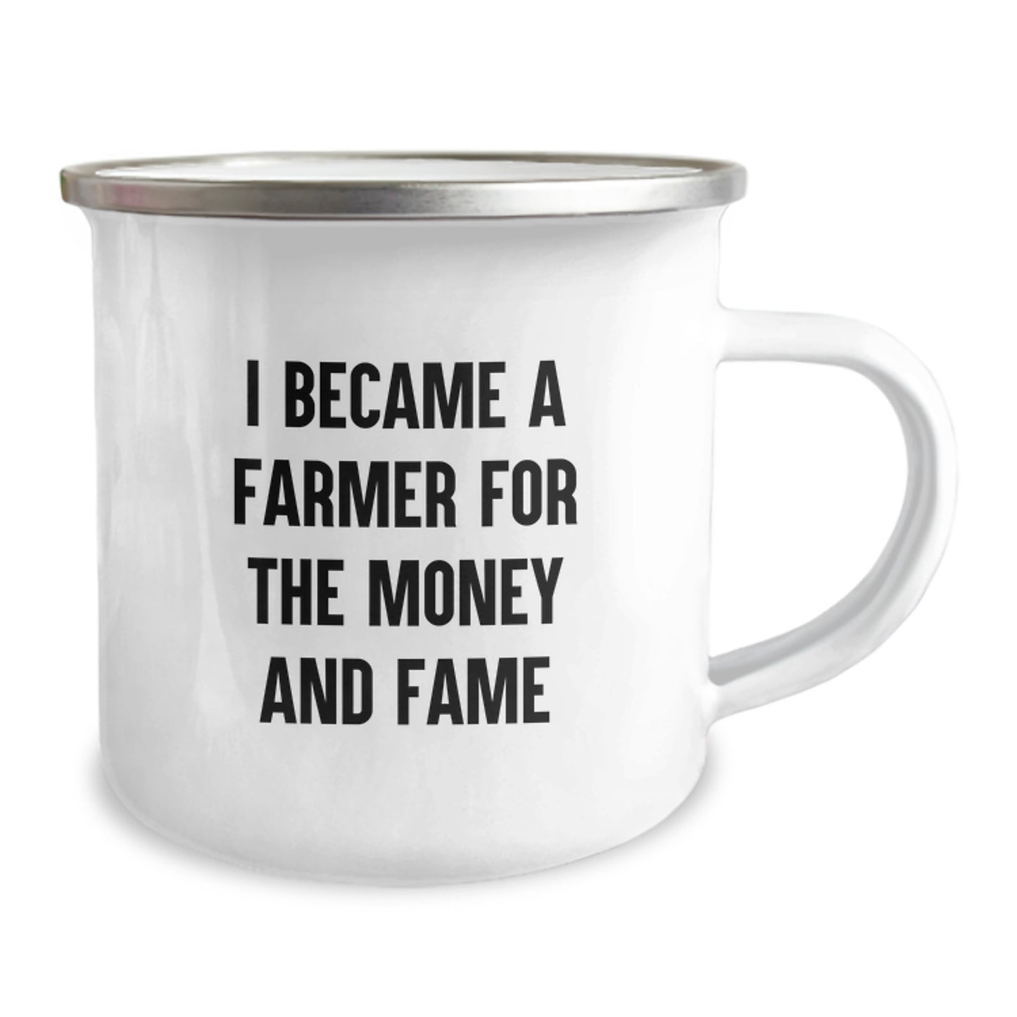 Funny Gifts from Men to Farmer Friends for Mother's Day Camping Mug - 'I Became A Farmer For The Money And Fame' - Image 2