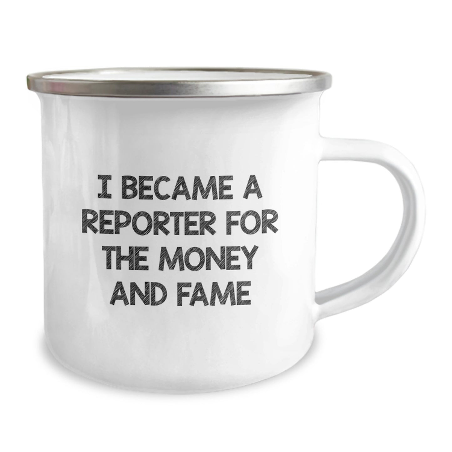 Funny Reporter Gifts from Men to Women, I Became A Reporter For The Money And Fame, Unique Mother's Day Camping Mug - Image 2