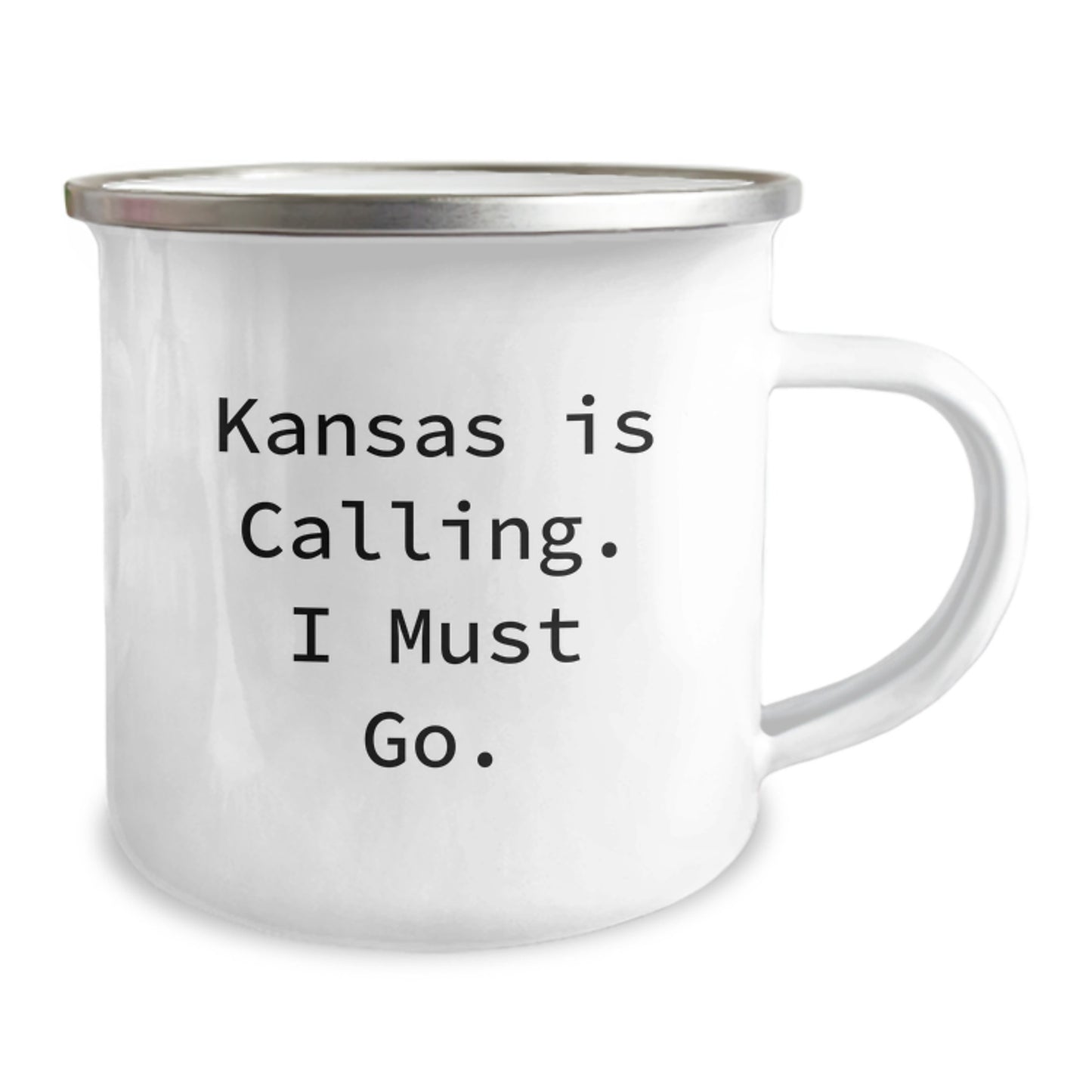 Funny Kansas Gifts for Men from Friends - 'Kansas Is Calling, I Must Go' Camping Mug for Graduation - Image 2