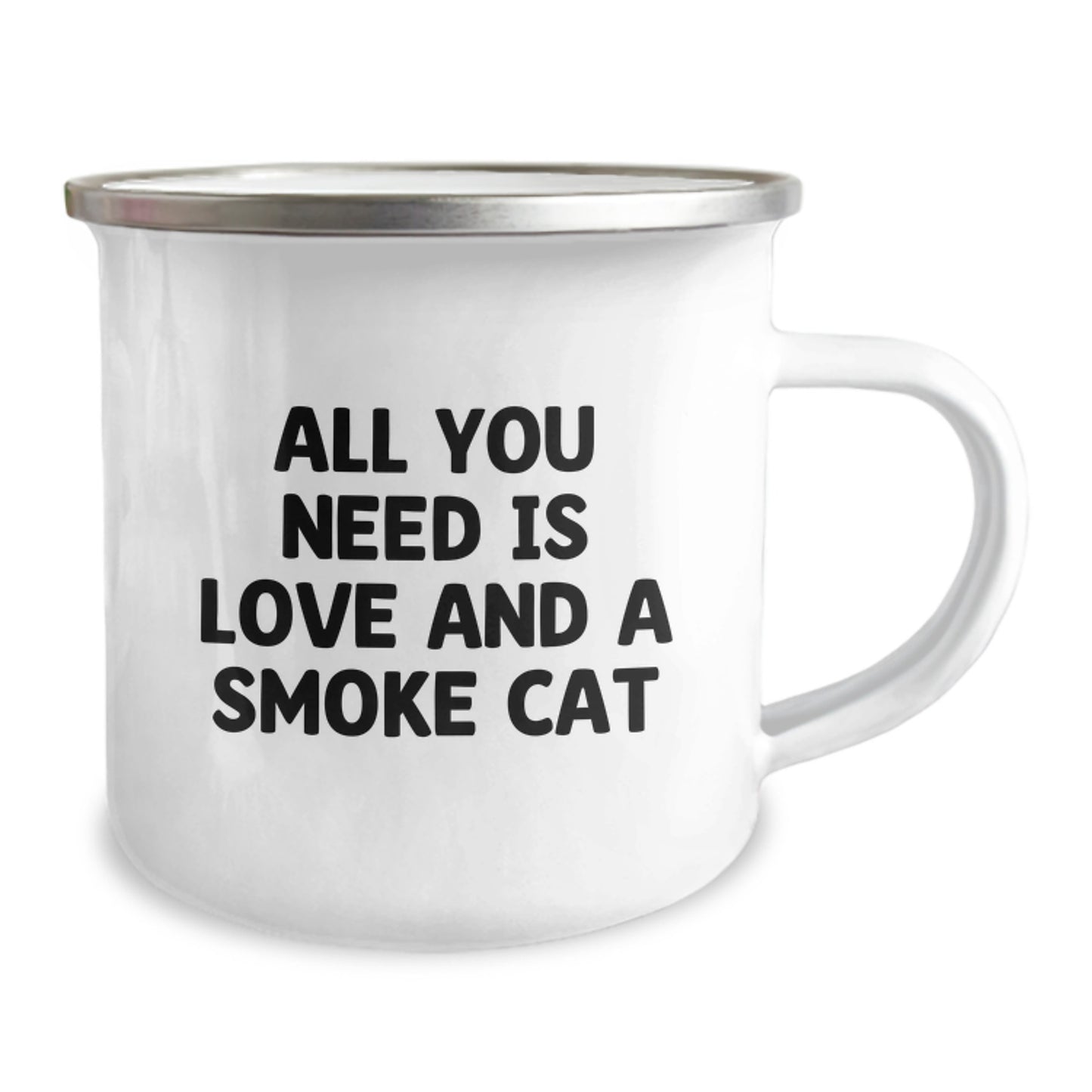 Funny Smoke Cat Camping Mug, Gift for Smoke Cat Lover on Valentine's, Unique Valentine's Unique Gifts from Friends to Smoke Cat Enthusiasts - Image 2