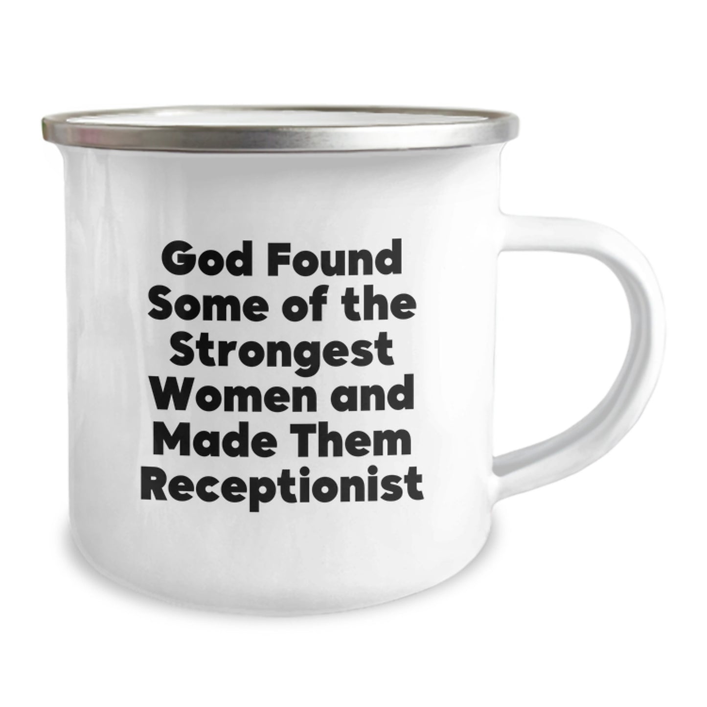 Funny Quote Receptionist Gifts for Women from Men, Enamel Camping Mug for Graduation Unique Gifts - Image 2