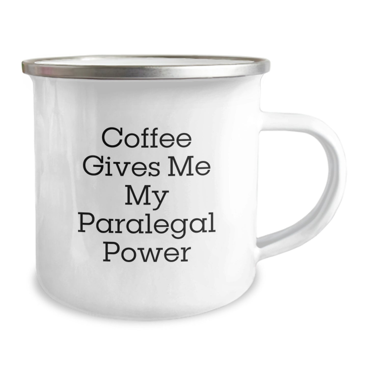 Paralegal Power Coffee Mug, Funny Birthday Unique Gift from Friends for Paralegal, Camping Mug with Quote 'Coffee Gives Me My Paralegal Power', 12 oz Stainless Steel with Enamel Finish - Image 2