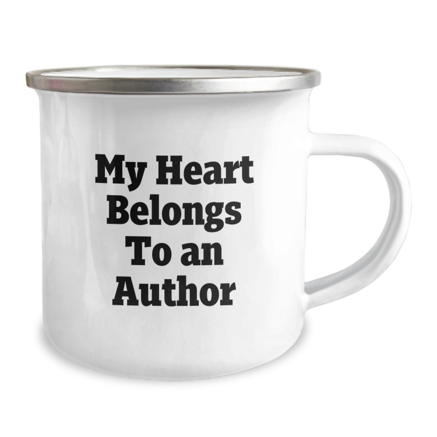 Funny Author Gifts for Graduation - My Heart Belongs To An Author - Stainless Steel Camping Mug, Gifts from Family to Author - Image 2