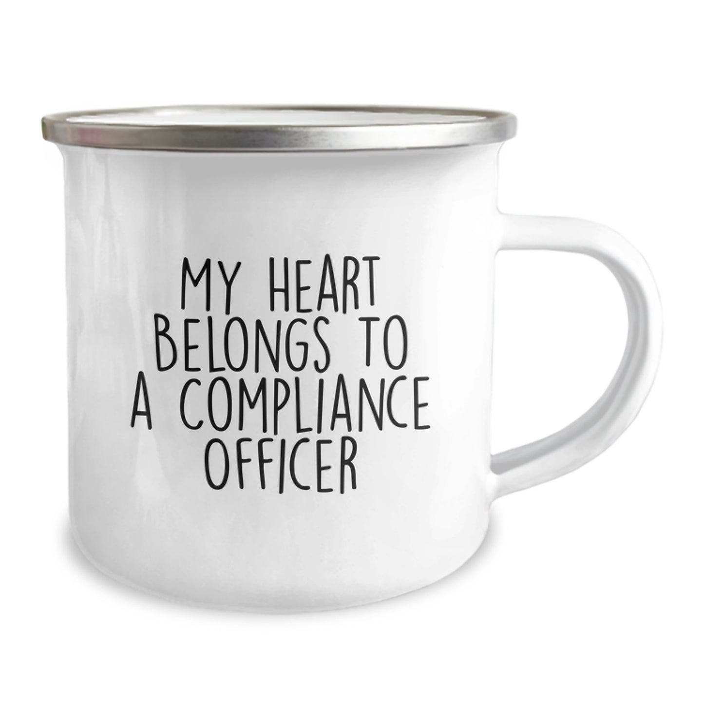 Funny Compliance Officer Gifts from Men, Unique Valentine's Gifts for Compliance Officer, My Heart Belongs To A Compliance Officer Camping Mug - Funny Gift for Him - Image 2