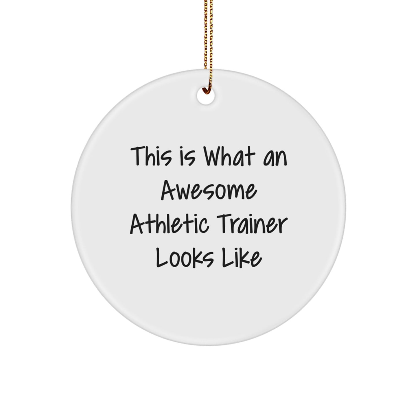 Funny Athletic Trainer Circle Ornaments, Gifts for the Awesome Trainer, Inspirational Quote This Is What an Awesome Trainer Looks Like - Image 1