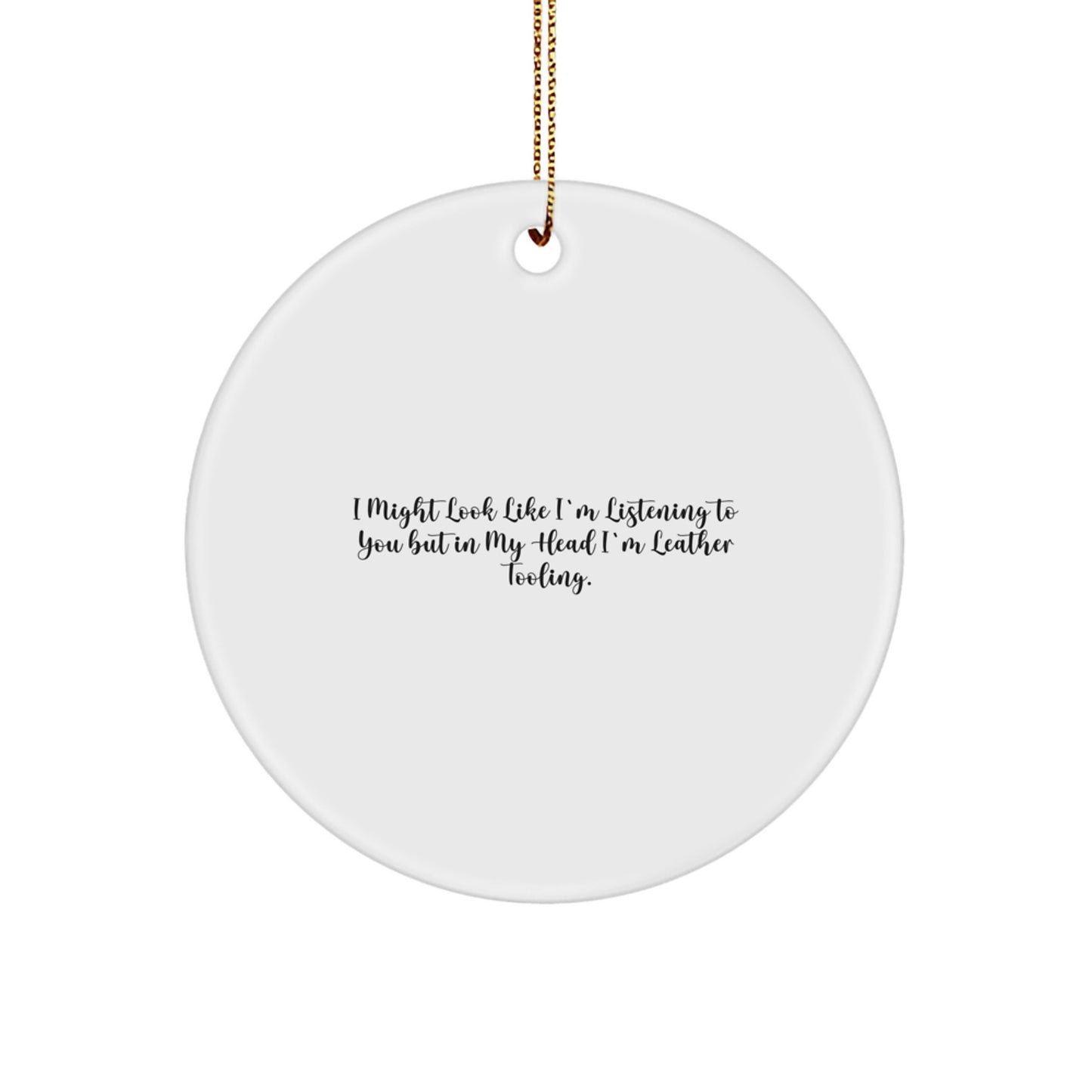 Christmas Unique Gift Leather Tooling Circle Ornament for Her Present - Image 1