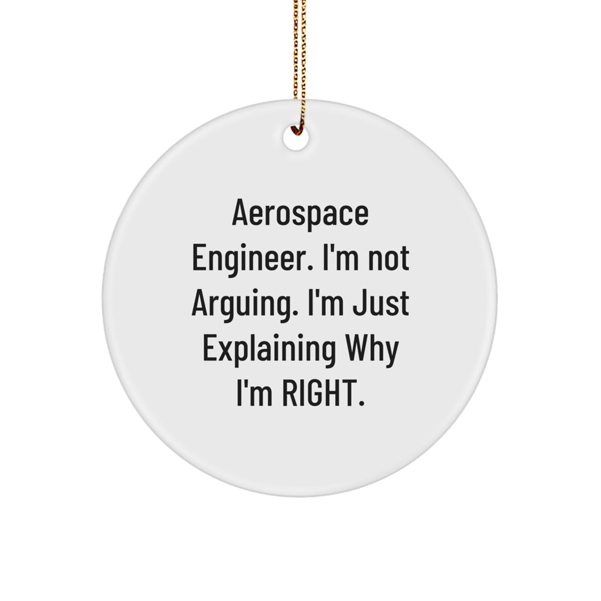 Aerospace Engineer Gifts, Funny Christmas Circle Ornament, 'I'm Not Arguing. I'm Just Explaining Why I'm Right.' for Him, Friends, or Coworkers from Family - Image 1