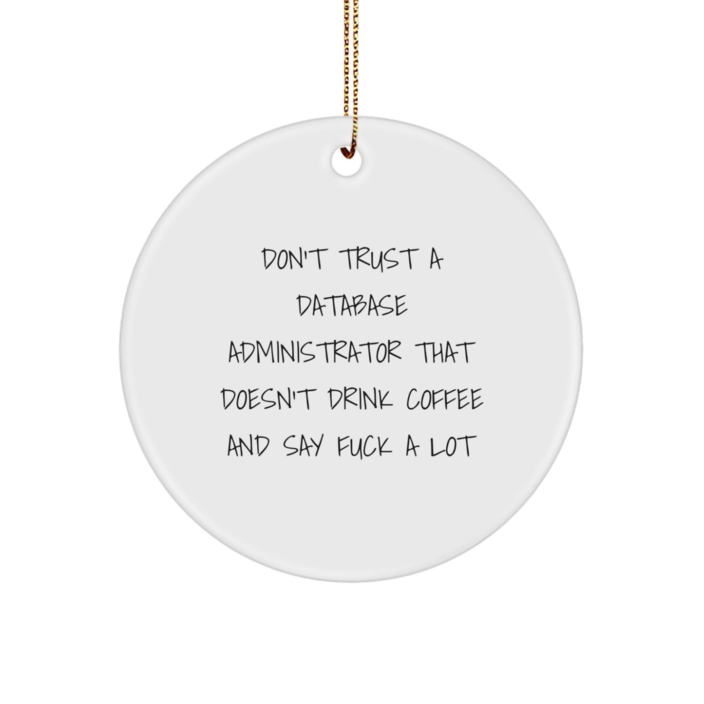 Database Administrator Gifts for Christmas - Funny Circle Ornament 'Don't Trust...' - Gifts from Coworkers - Image 1