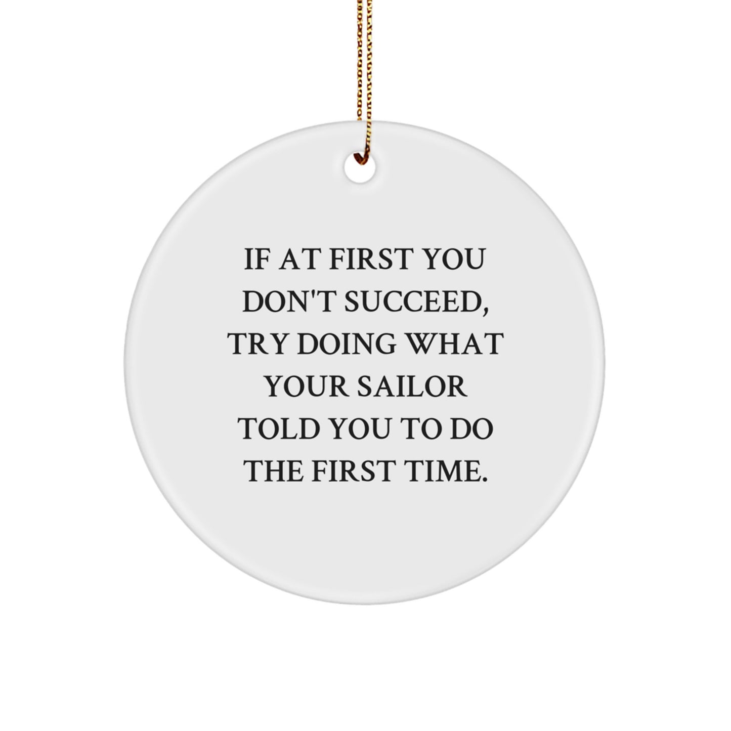 Funny Sailor Gifts from Friends for Christmas - Sailor Circle Ornament, White, MDF - Image 1