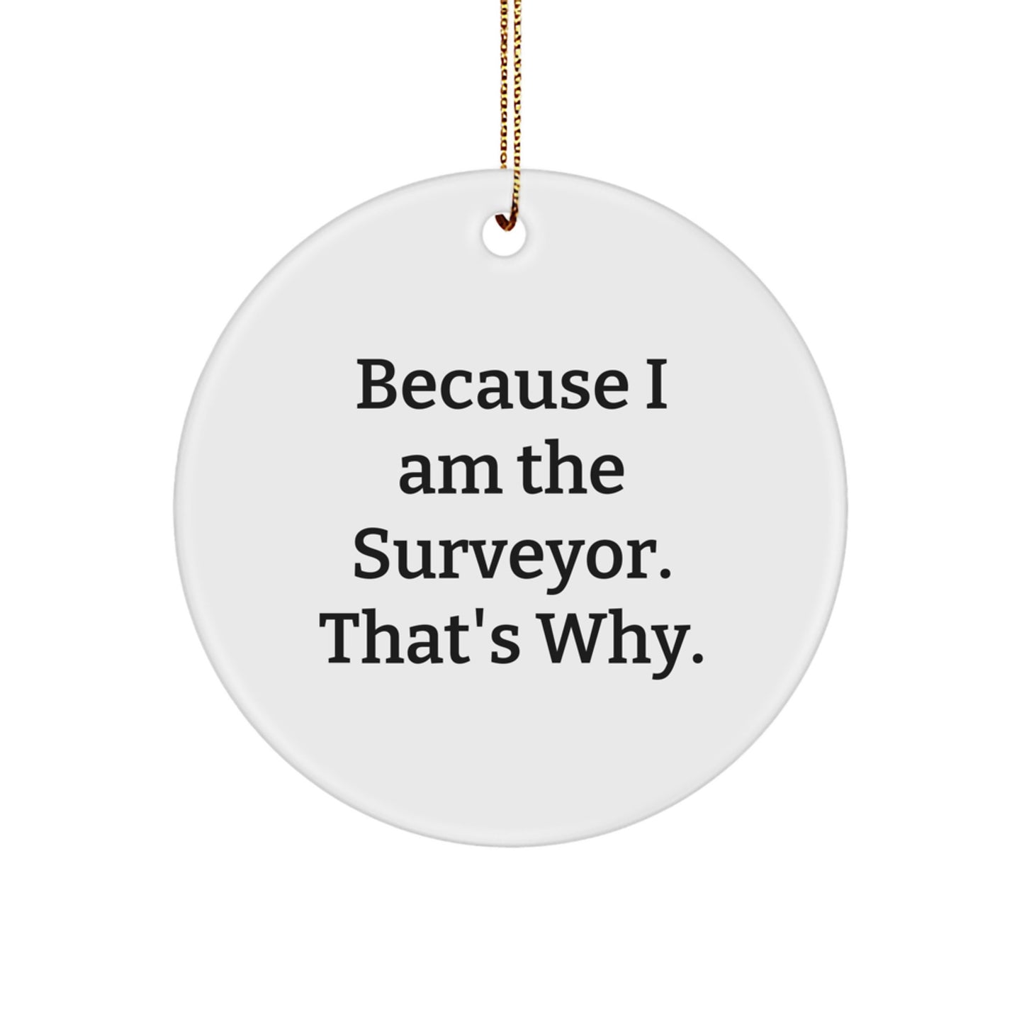 Funny Surveyor Gifts for Men, Women, Friends, Coworkers, Family - Because I Am The Surveyor. That's Why. - Christmas Unique Circle Ornament - Image 1