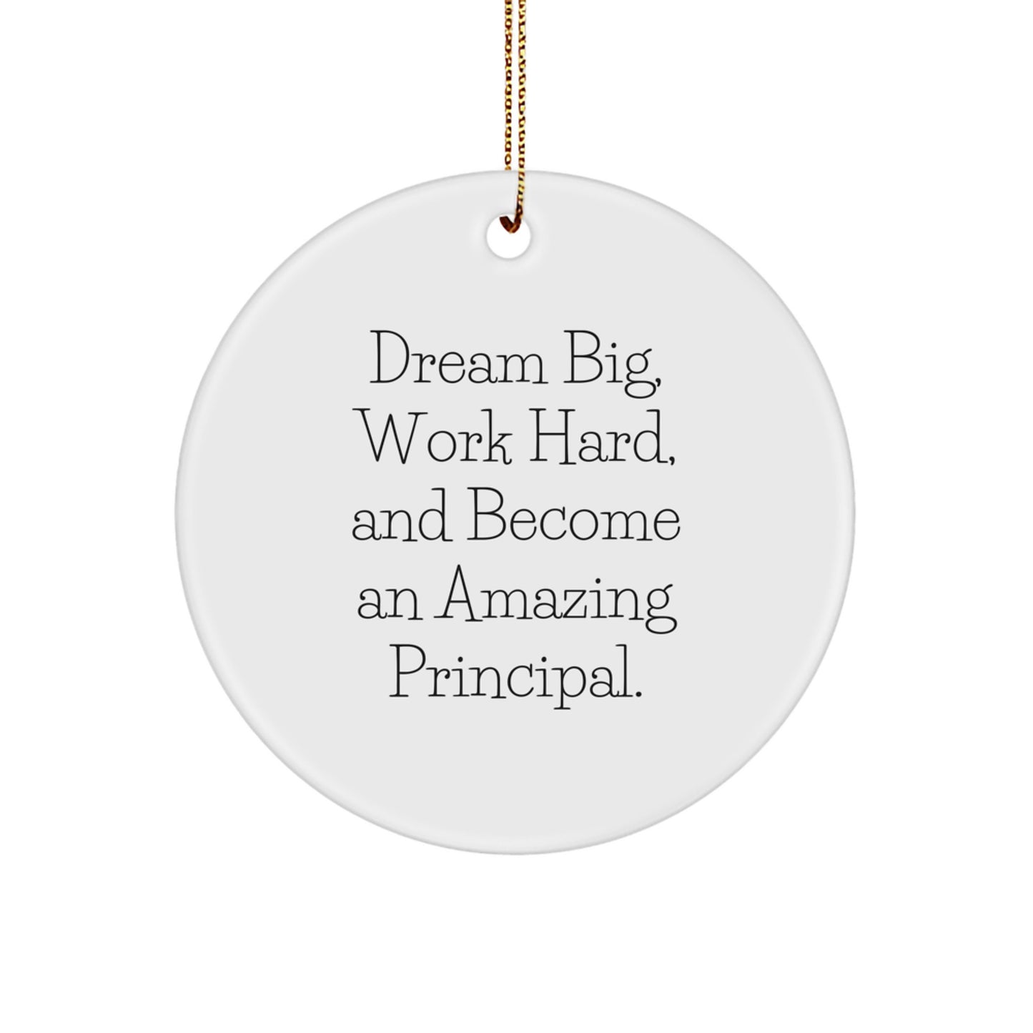 Christmas Unique Gifts from Friends for Amazing Principal - 'Dream Big, Work Hard' Circle Ornament - Image 1