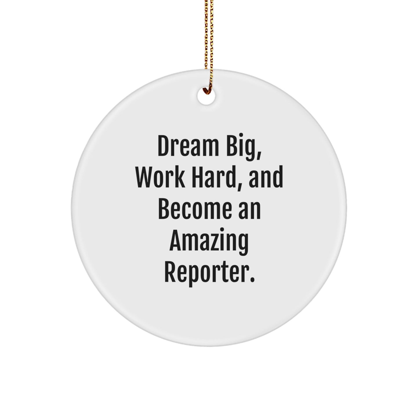 Reporter Gifts for Men and Women, 'Dream Big, Work Hard, And Become An Amazing Reporter.' Circle Ornament for Christmas Unique Gifts from Friends, Family, Coworkers - Image 1