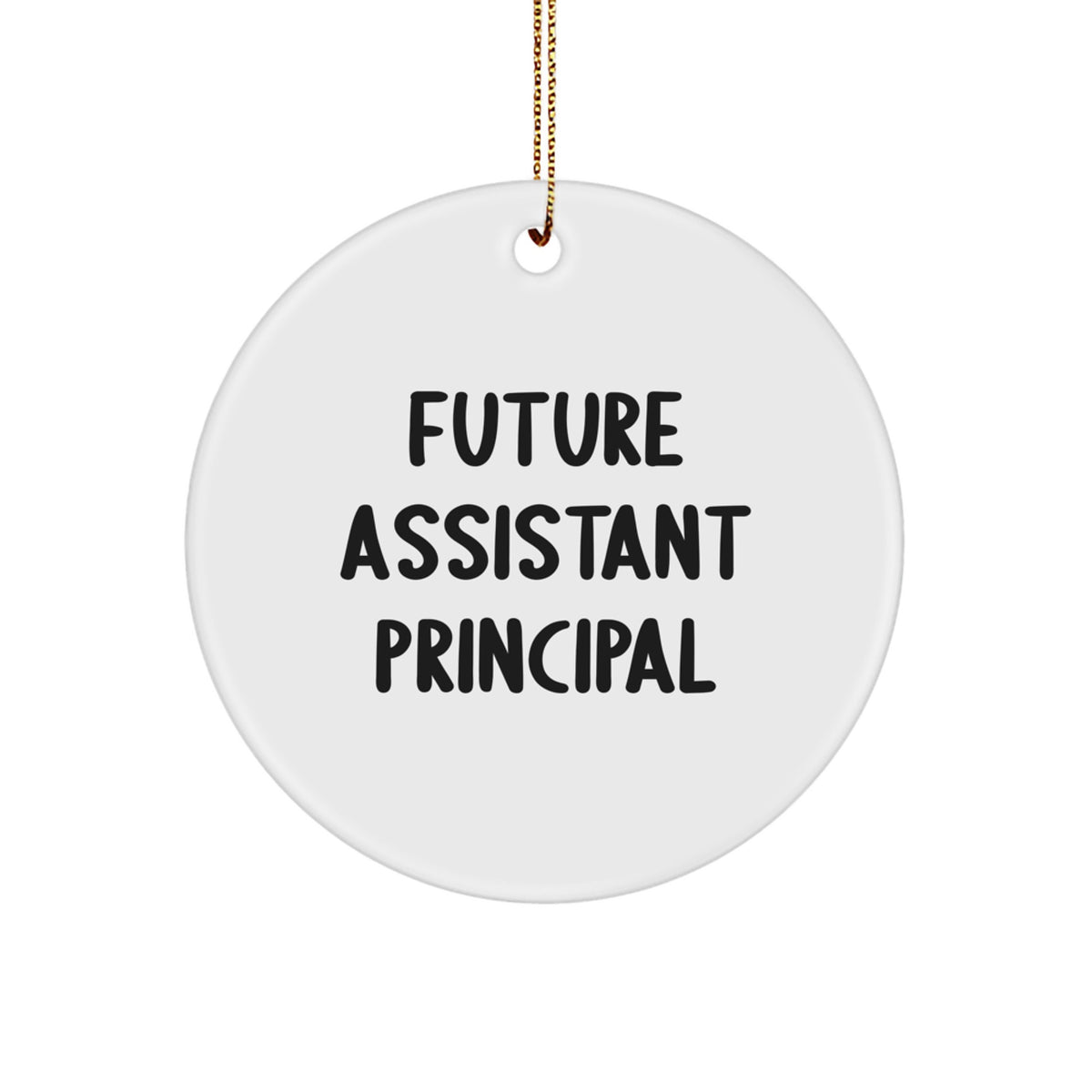 Funny Future Assistant Principal Christmas Unique Gifts from Family Friends Circle Ornament, Inspirational Quote for Assistant Principal Men Women, White Circle Shaped, Unique Gifts for Christmas - Image 1