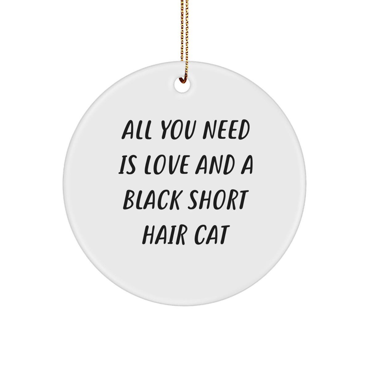 Black Short Hair Cat Christmas Circle Ornament Gifts from Men to Black Short Hair Cat Lovers, Inspirational - Image 1