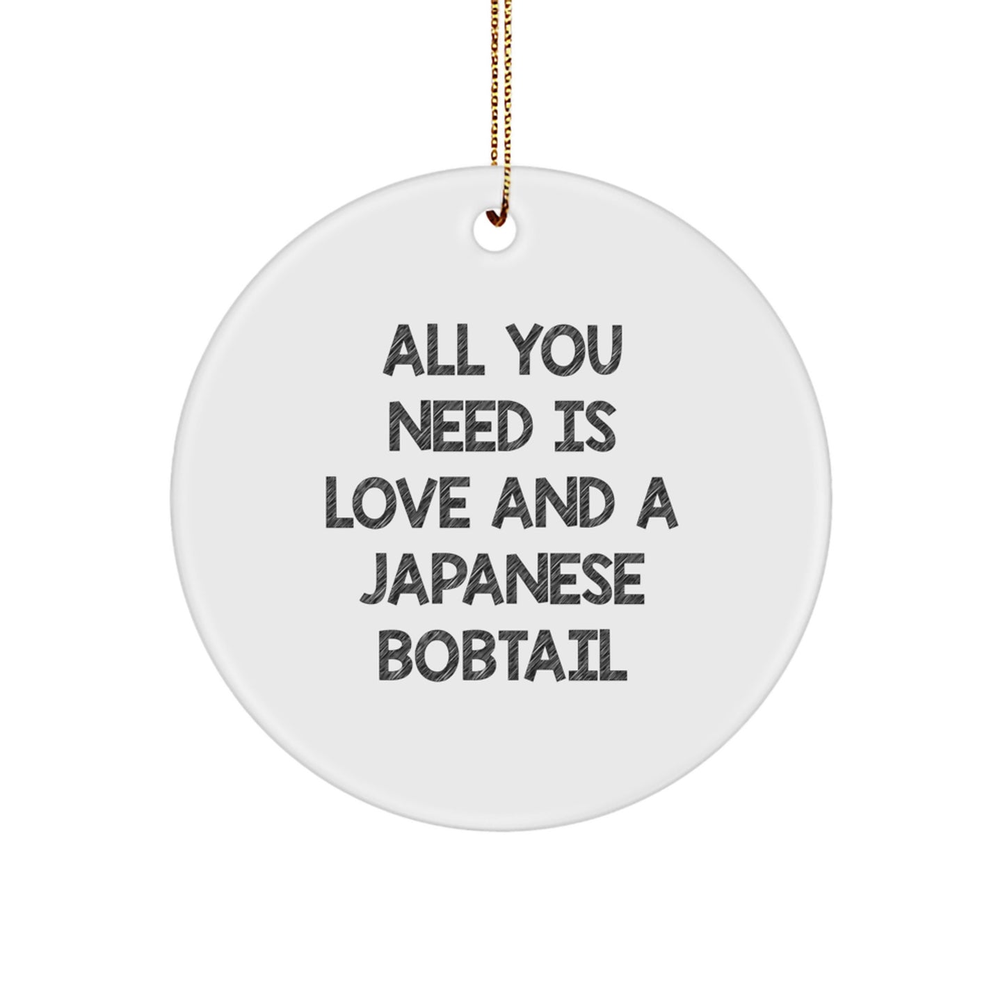Japanese Bobtail Cat Love Gifts for Friends, Family, or Coworkers - Inspirational Christmas Circle Ornament - Image 1