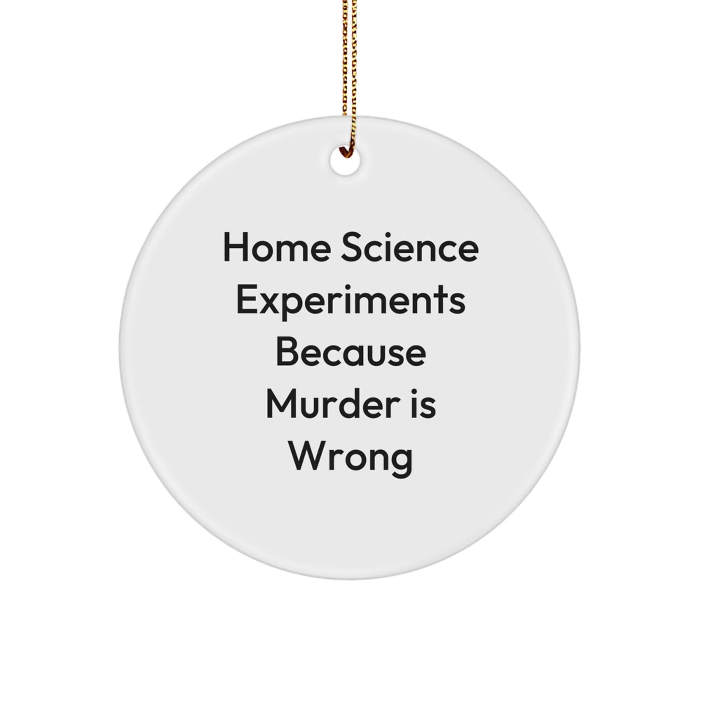 Funny Home Science Experiments Gifts, Circle Ornament for Women, Christmas Unique Gifts from Friends, 'Home Science Experiments Because Murder Is Wrong' Quote - Image 1