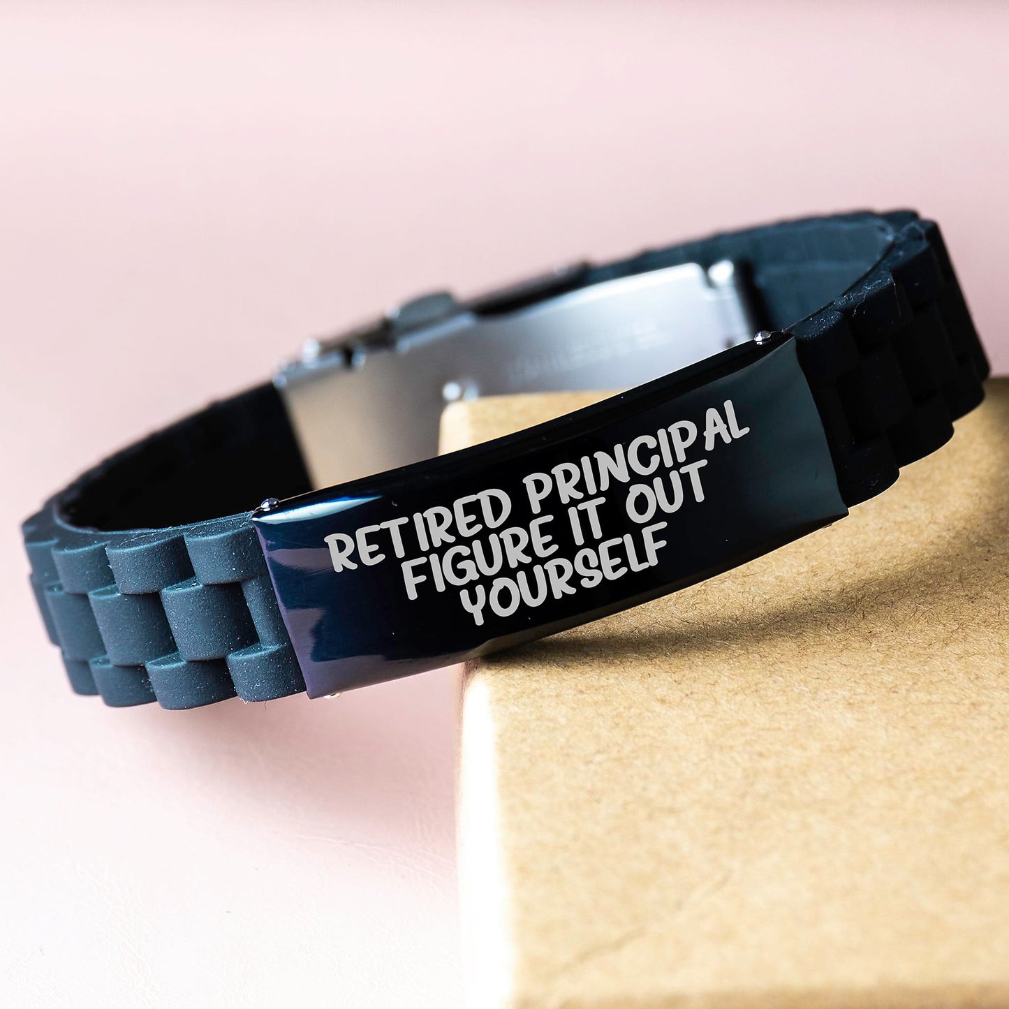 Graduation Unique Gifts for Principal Men Glide lock Clasp Bracelet Funny Quote 'Figure It Out Yourself' by Friends or Family - Image 3