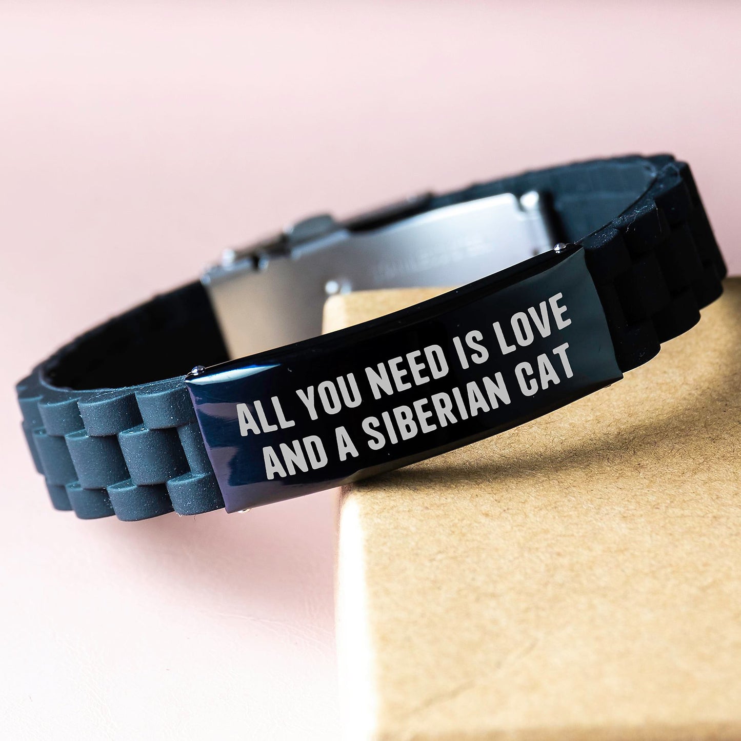 Funny Siberian Cat Gifts for Men Friends - All You Need Is Love And A Siberian Cat Glide lock Clasp Bracelet from Men to Men - Image 3