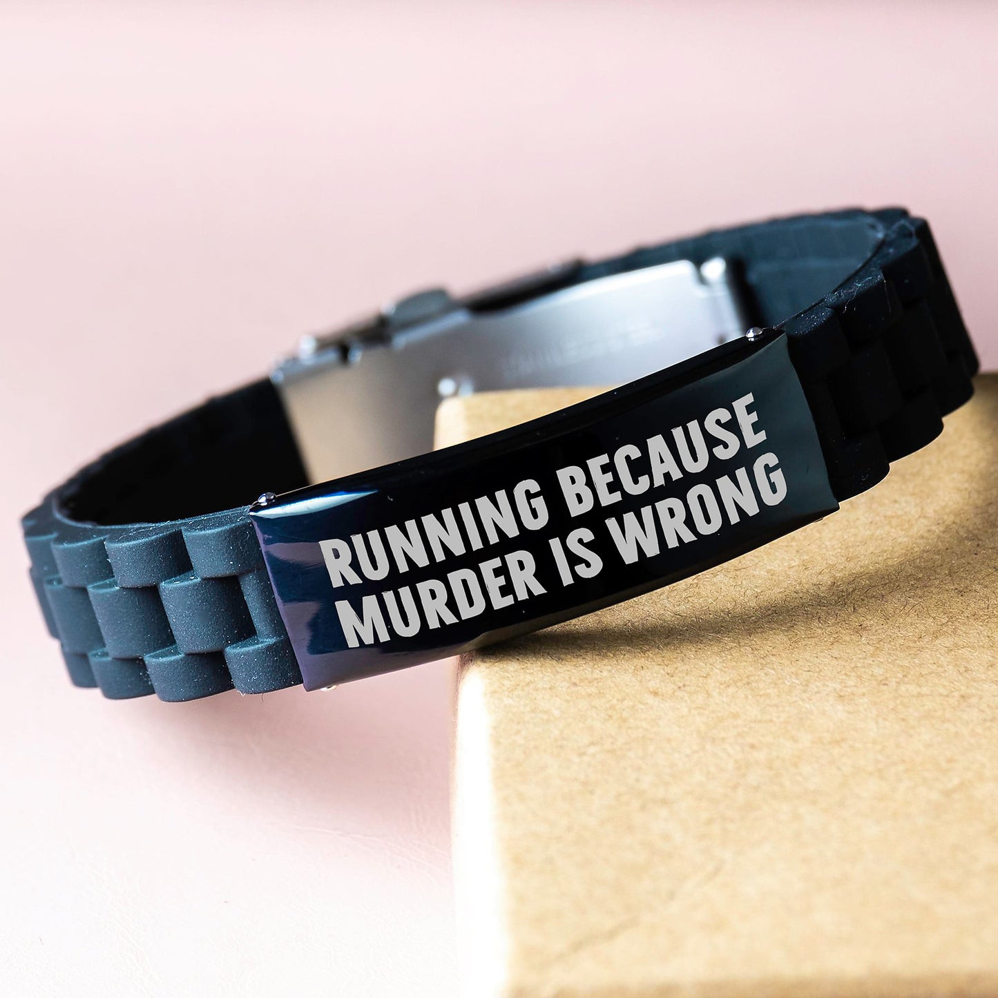 Funny Running Humor Gifts from Men to Friends Who Say Running Because Murder Is Wrong Valentine's Unique Gifts - Image 3