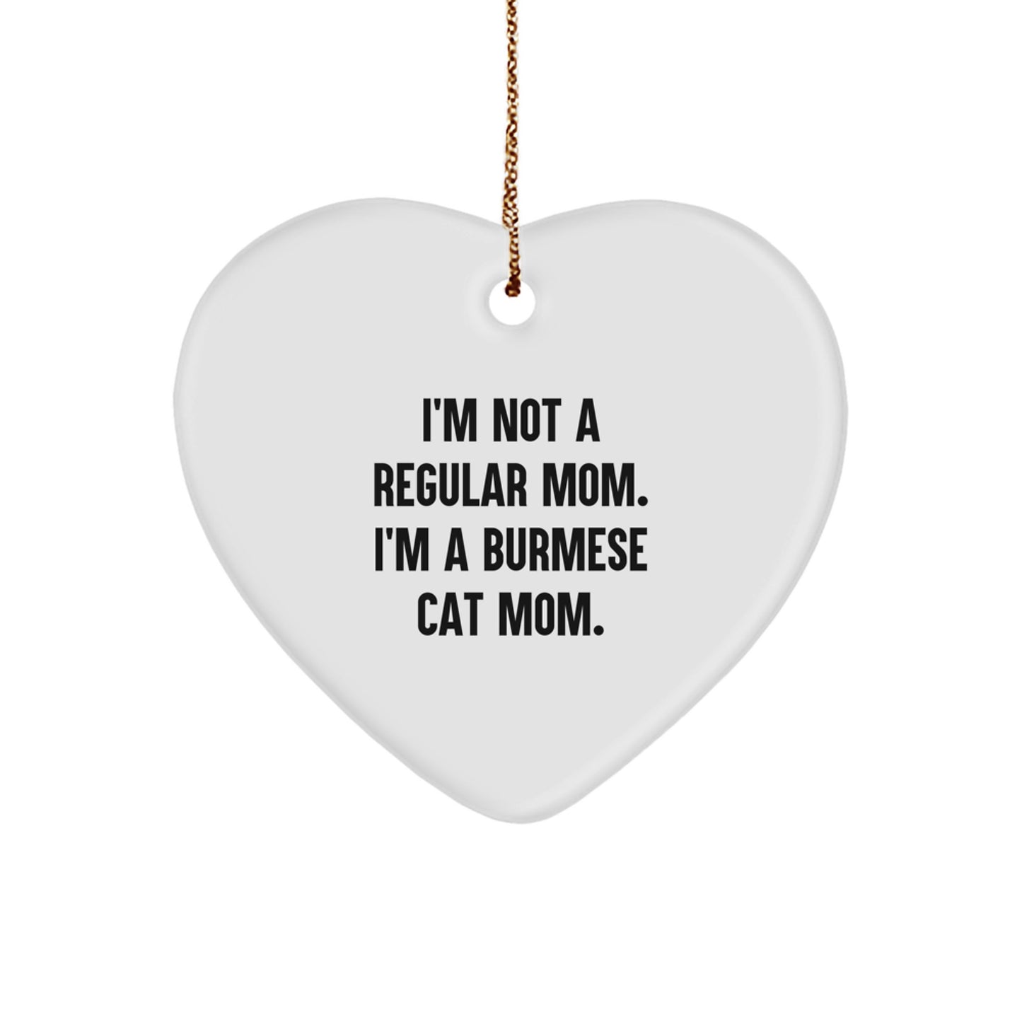 Christmas Surprise Gift for Teens Burmese Cat Mom Heart Ornament - Image 1