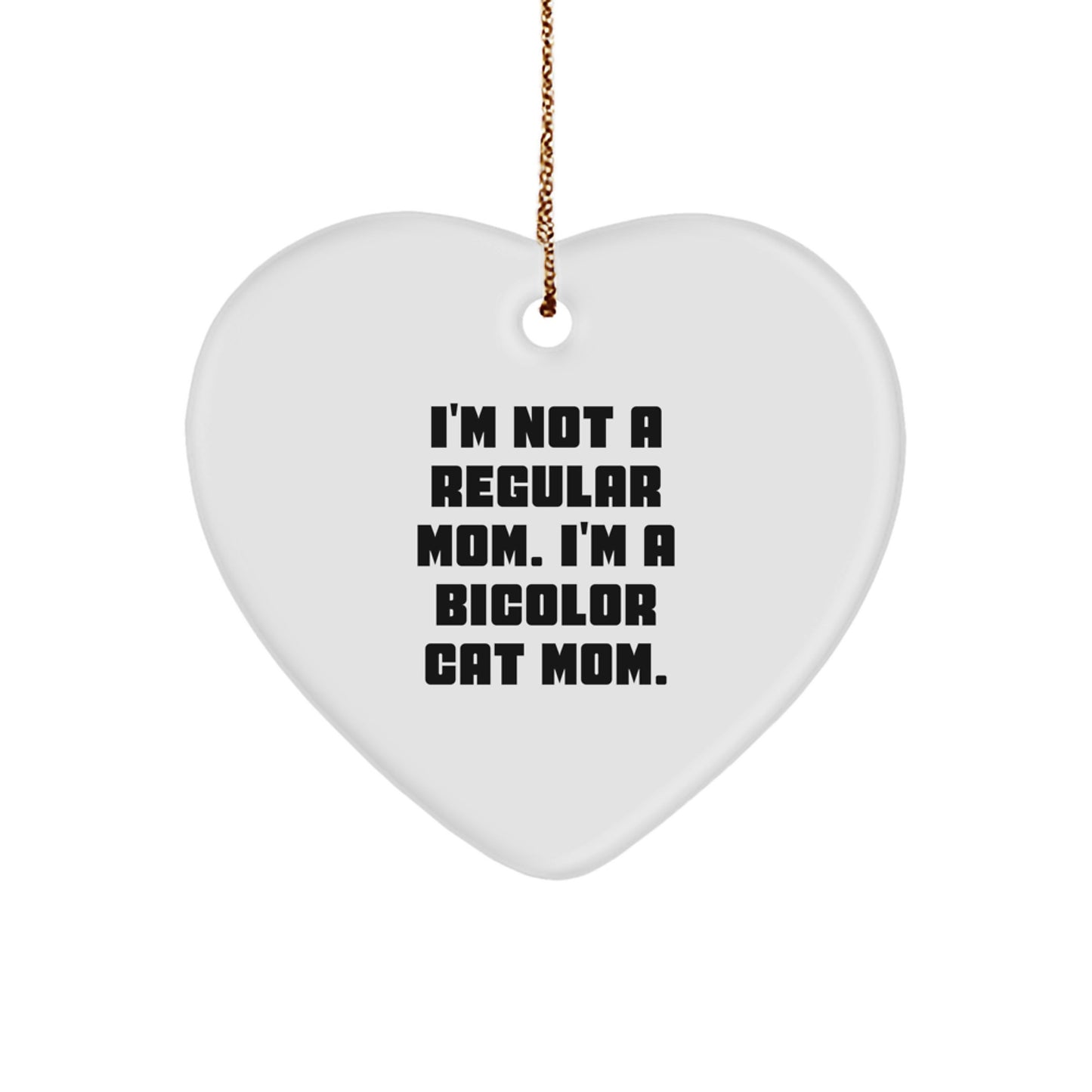 Funny Bicolor Cat Mom Gifts for Women - Heart Ornament for Christmas Unique Gifts from Family to Friends - Image 1