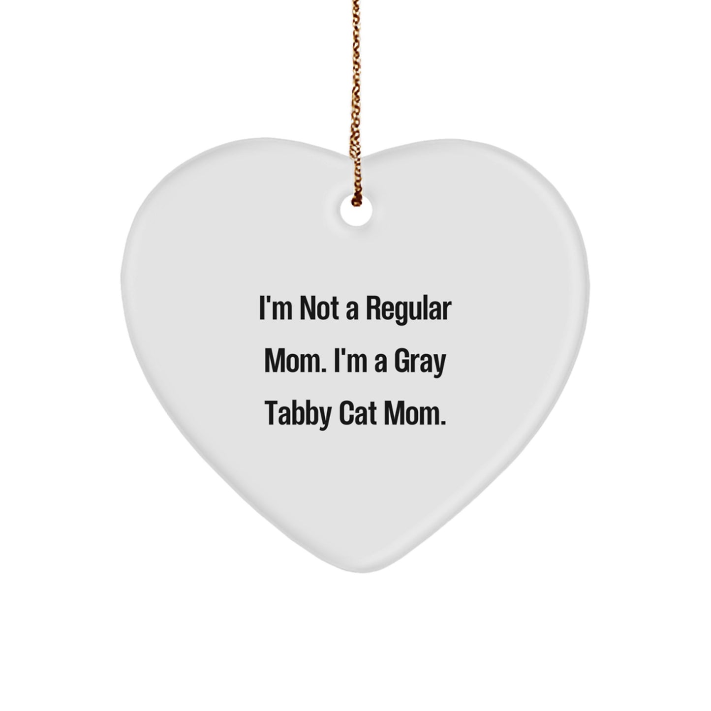 Gray Tabby Cat Mom Heart Ornament Funny Gift for Cat Lover Mom Christmas Unique Gifts from Friends - Image 1