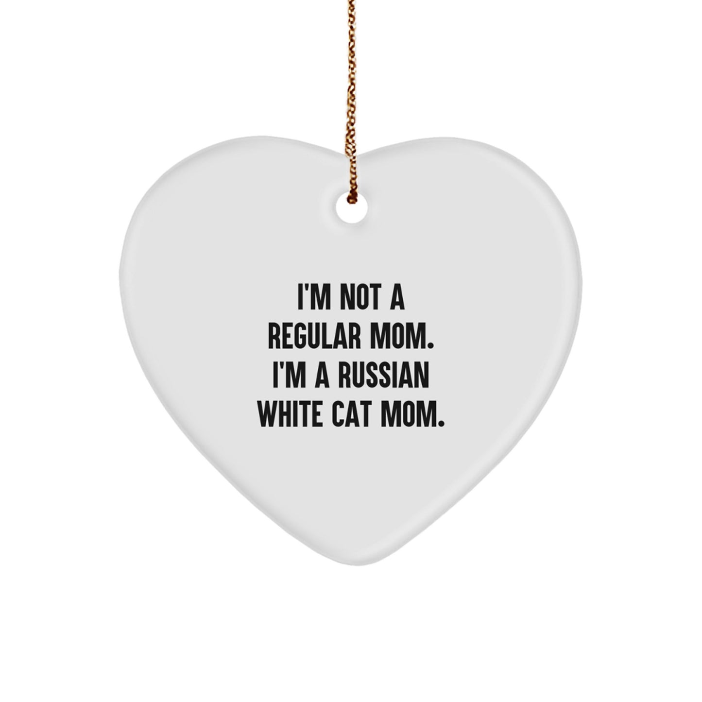 For Him Russian White Cat Heart Christmas Ornament Gift Regular Mom - Image 1