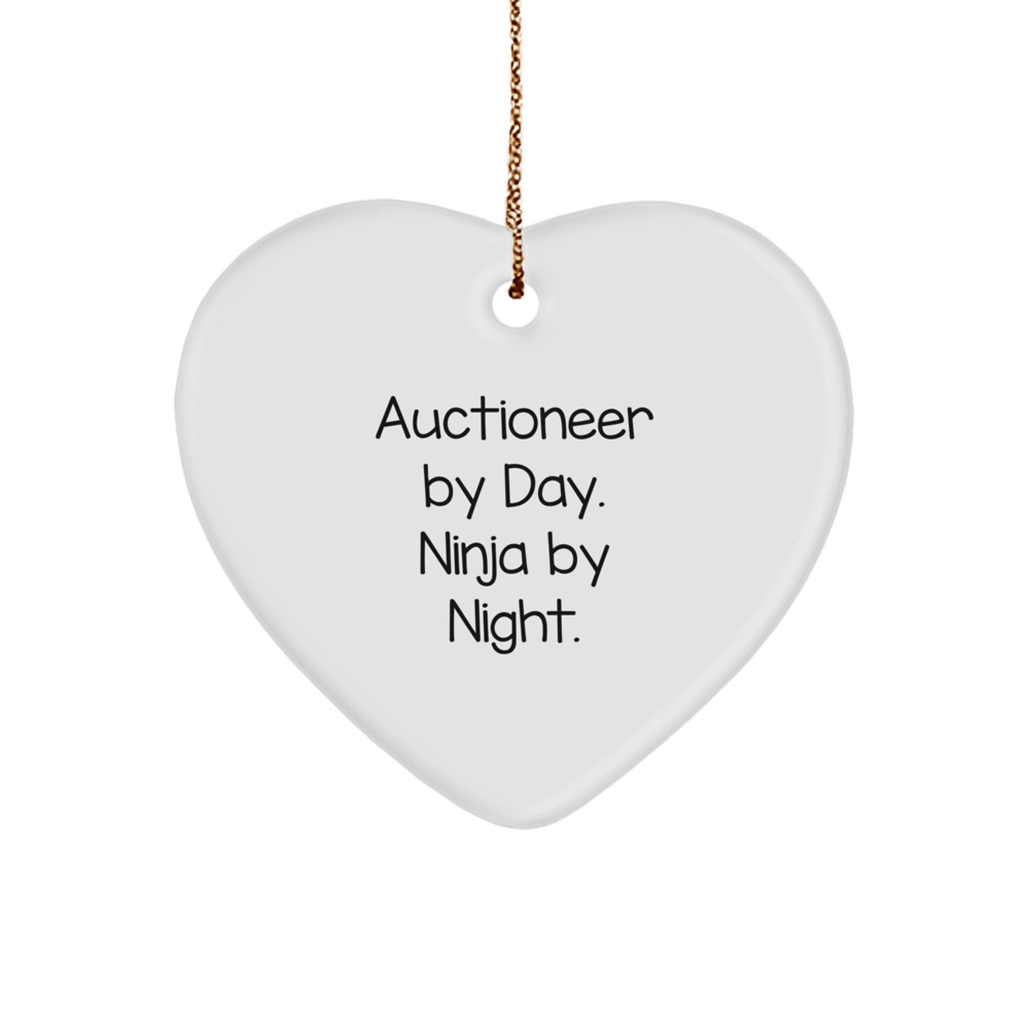 Auctioneer Heart Ornament by Day Heart by Night Funny Gift for Auctioneer Friends Family - Image 1