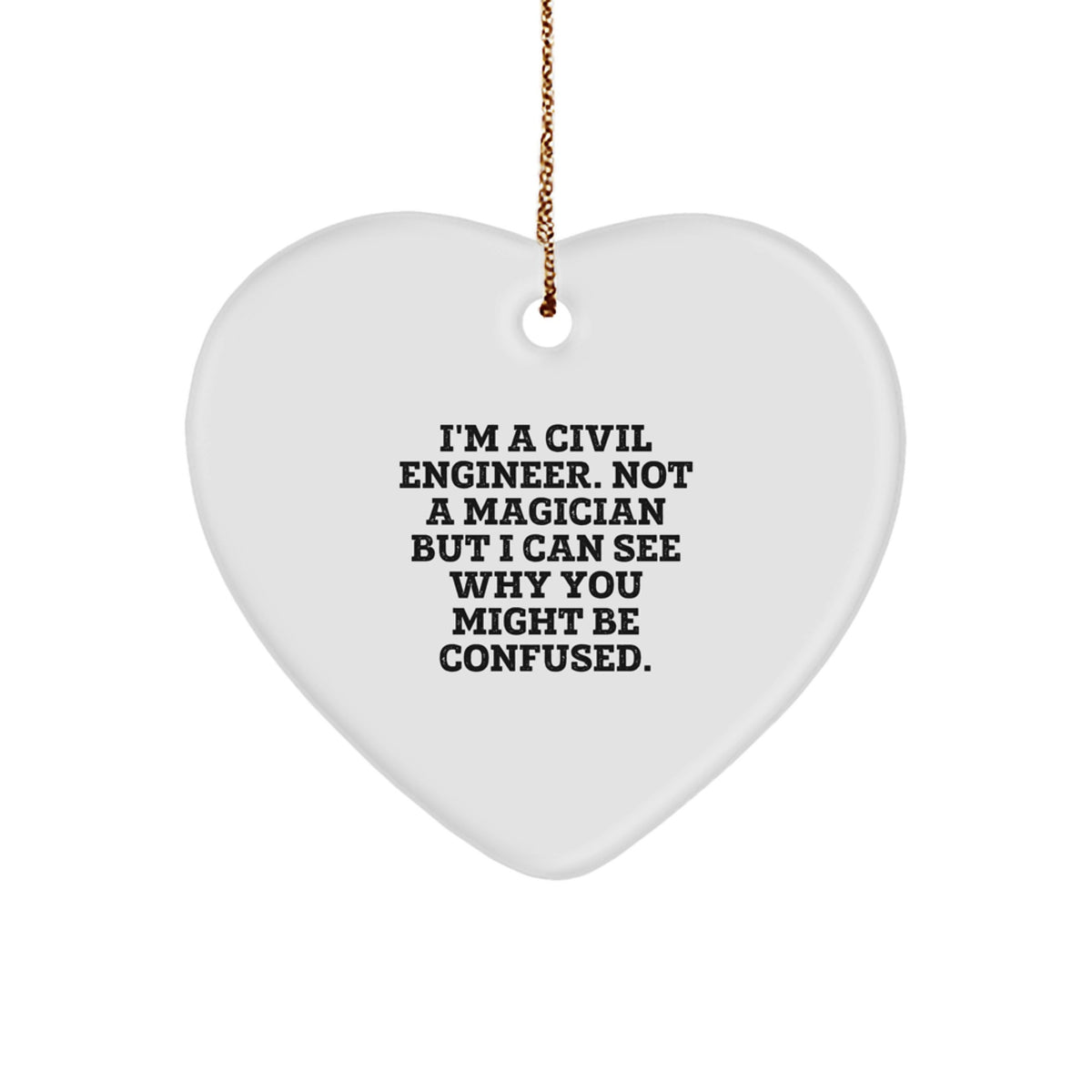 Civil Engineer Keepsake White Heart Christmas Ornament for Him Gift - Image 1