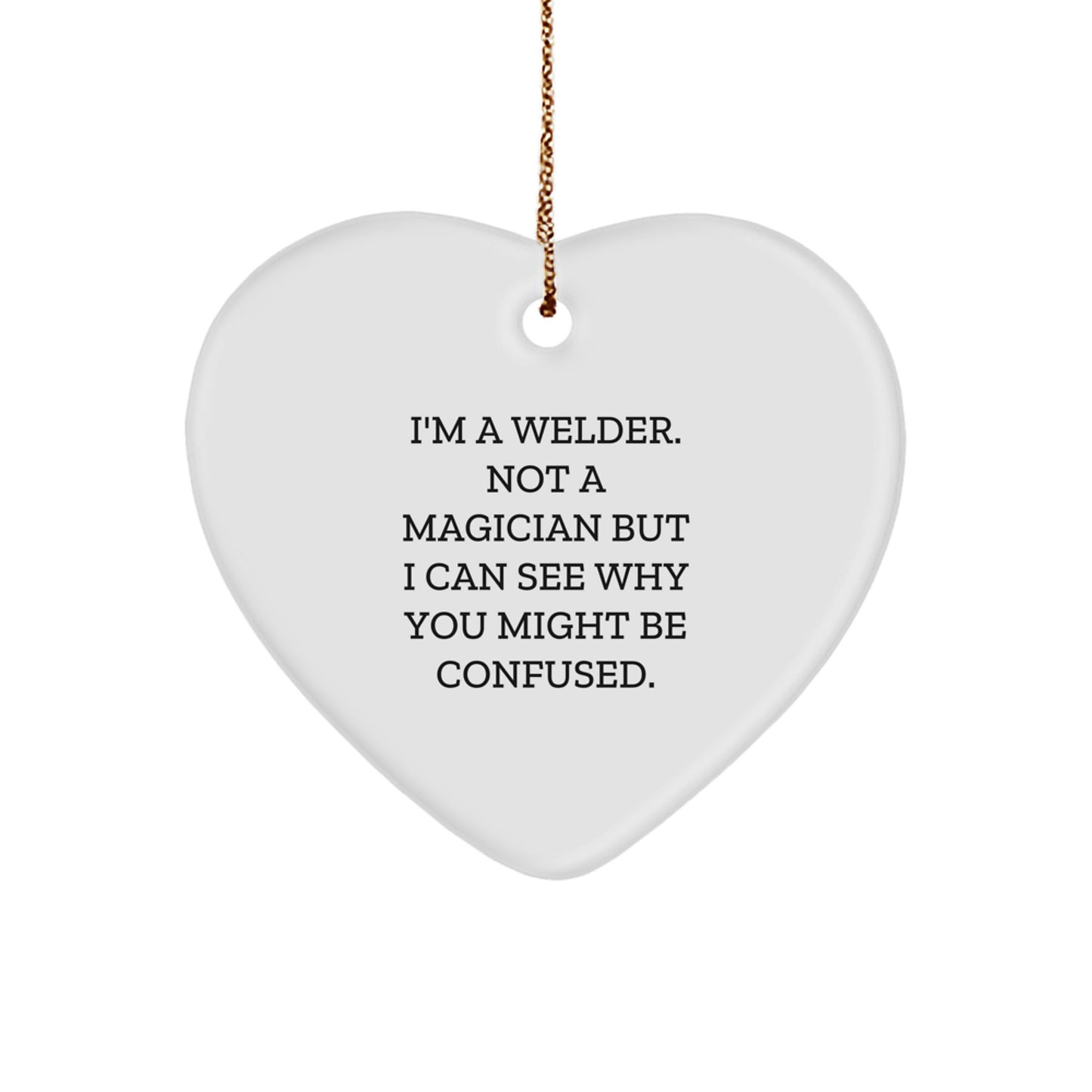 Welder Keepsake Heart-Shaped Christmas Ornament for Him Gift White - Image 1