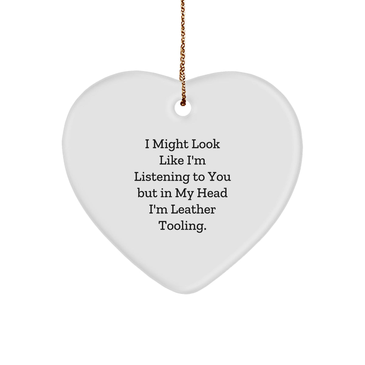 Christmas Unique Gift Leather Tooling Heart Ornament for Her Present - Image 1