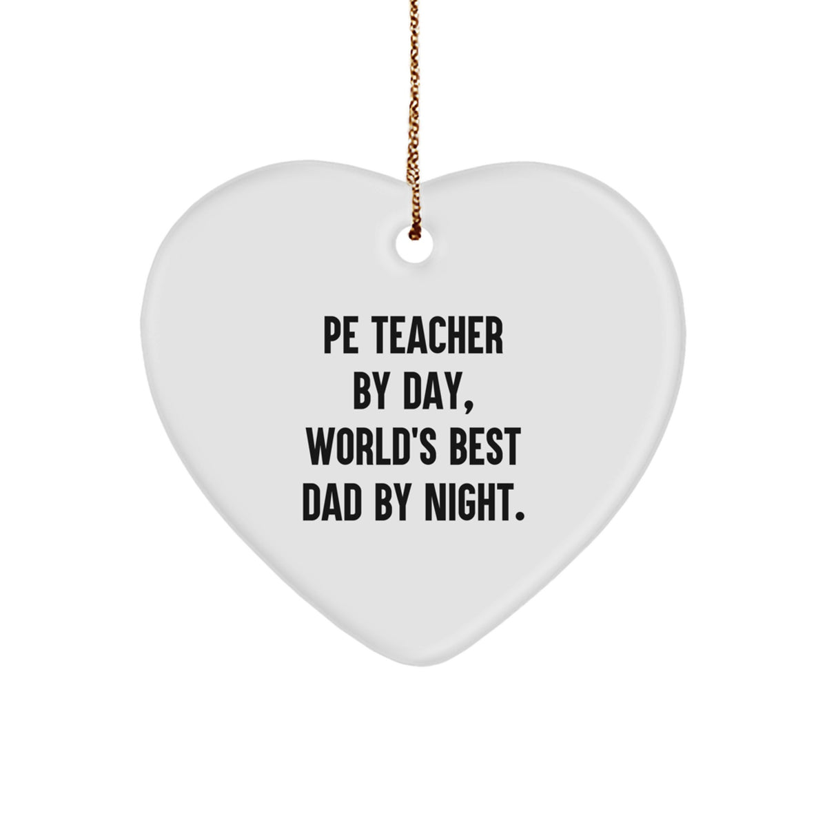 Christmas Gift for Her PE Teacher Heart Ornament Present by Day - Image 1