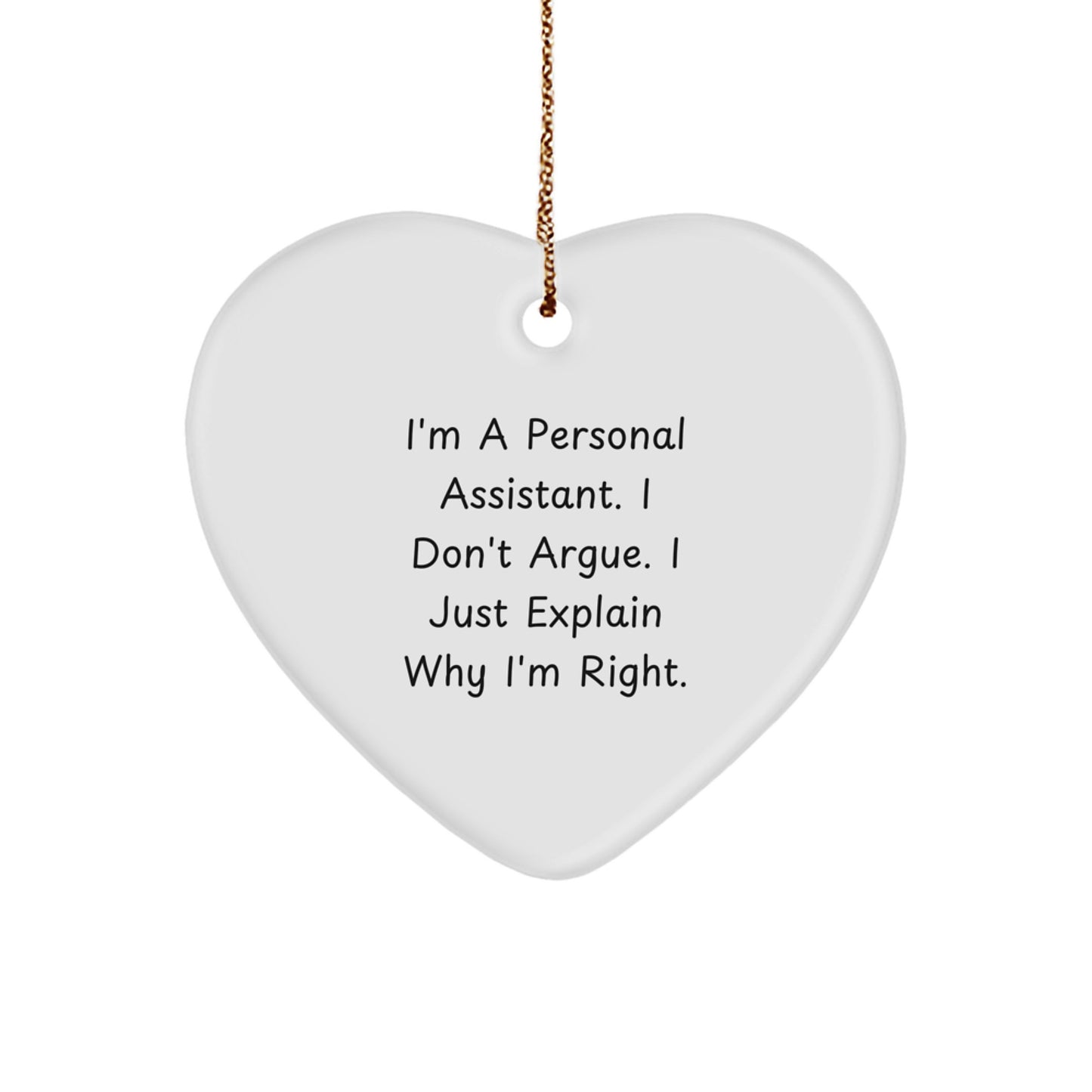 Funny Personal Assistant Heart Ornament Gifts from Men for Coworkers, Unique Christmas Unique Gifts for Personal Assistant, Inspirational Heart Shaped Decor - Image 1