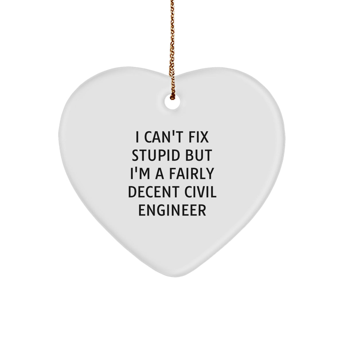 Civil Engineer Christmas Ornament Gift for Him - I Can't Fix Stupid - Image 1